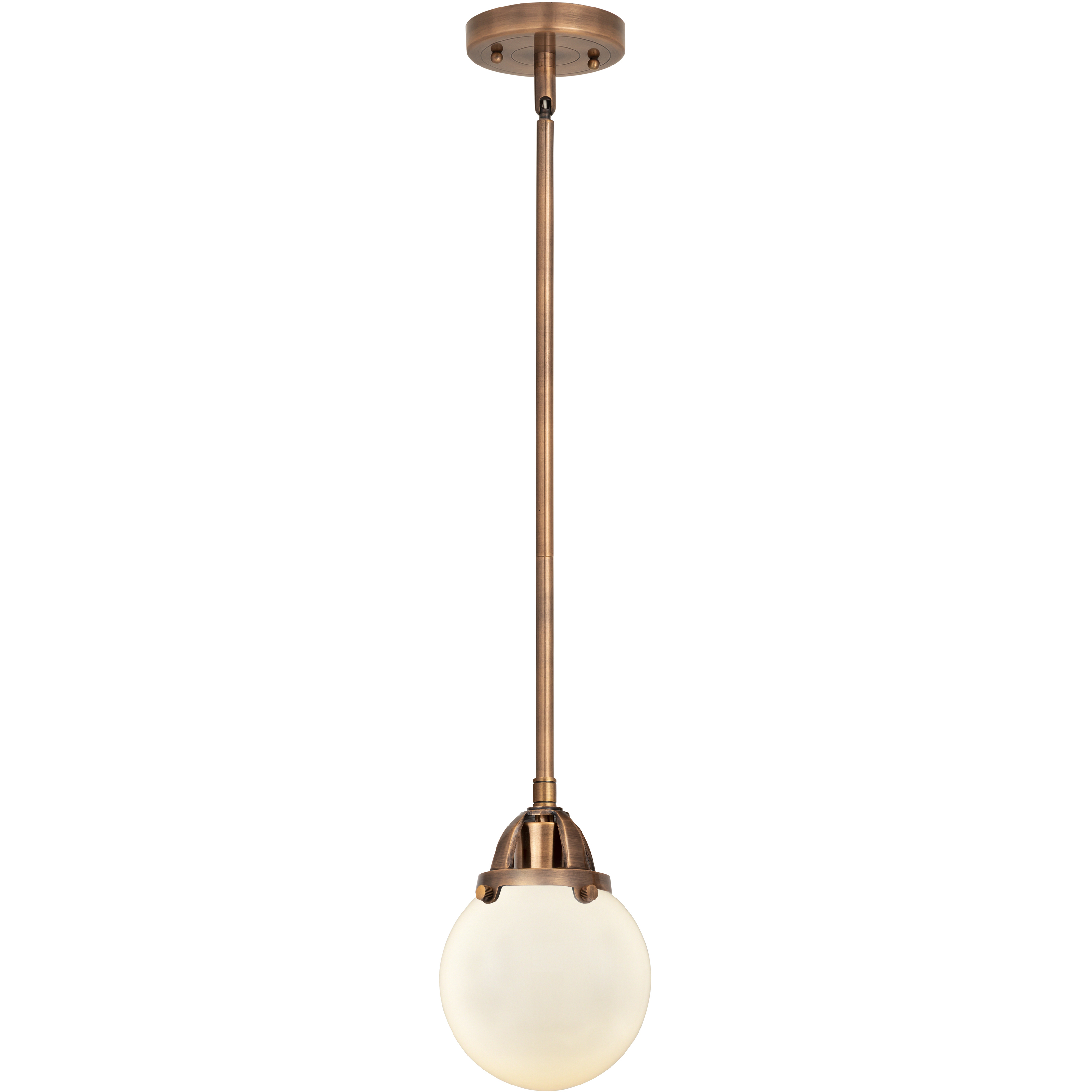 Nouveau 2 Beacon 1 Light 6 inch Antique Copper Mini Pendant Ceiling Light in Incandescent, Matte White