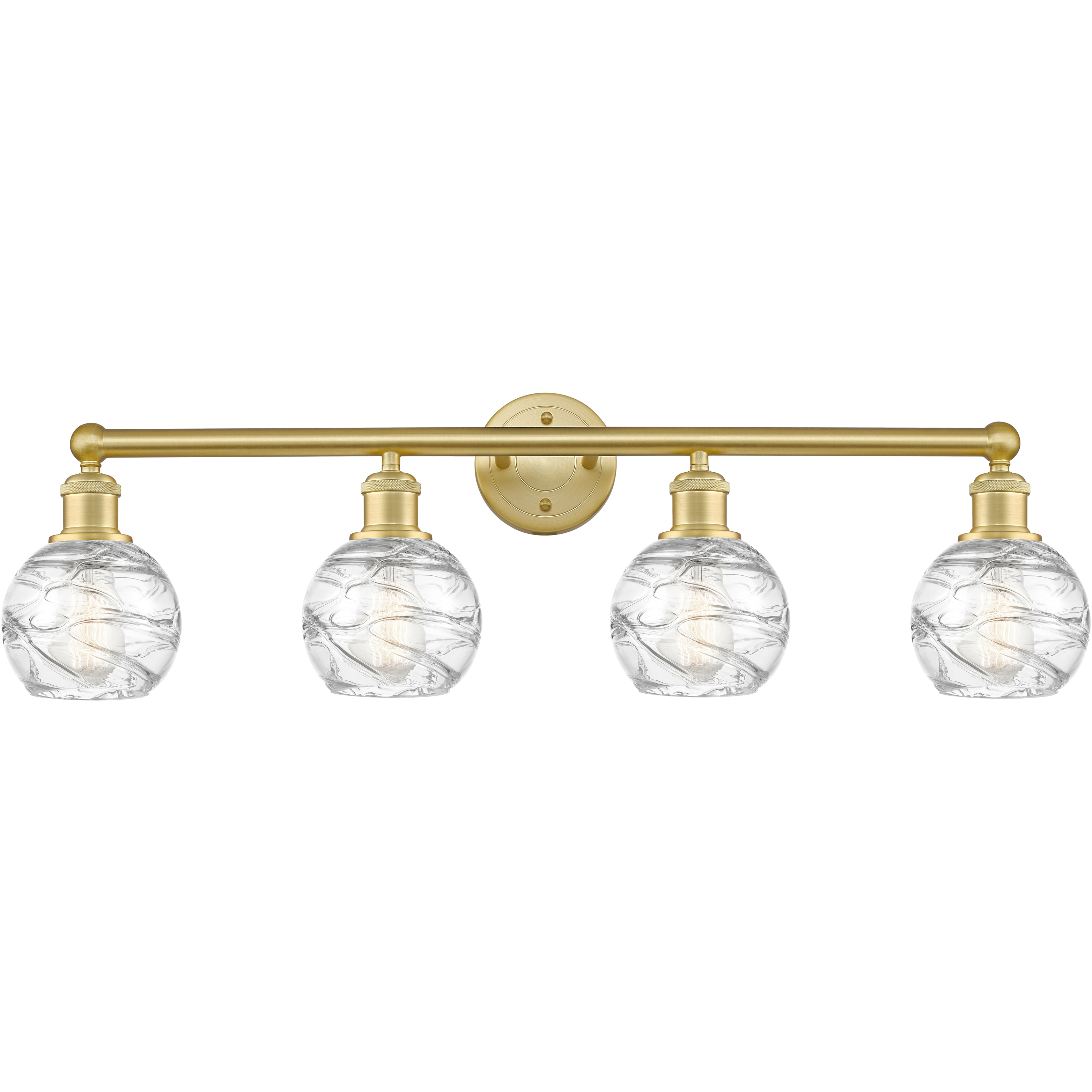 Athens Deco Swirl 4 Light 33 inch Satin Gold Bath Vanity Light Wall Light in Clear Deco Swirl
