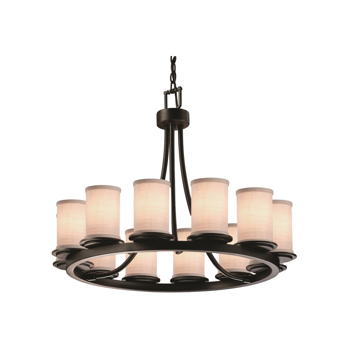 Textile 28 inch Brushed Nickel Chandelier Ceiling Light in Incandescent, Gray