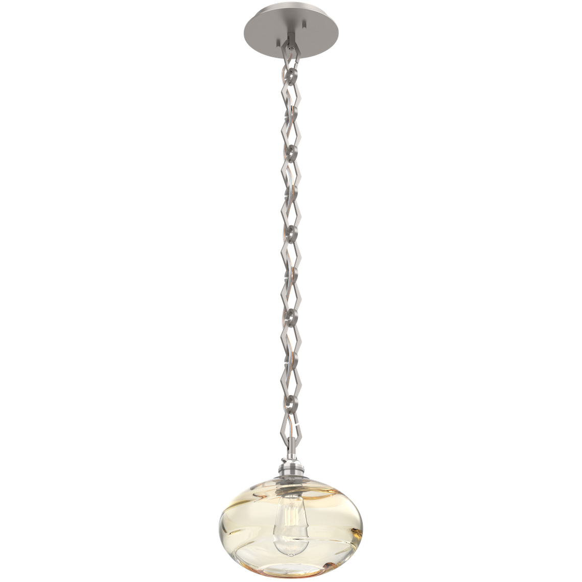 Coppa 1 Light 8 inch Beige Silver Pendant Ceiling Light in Amber Optic, Diamond Chain