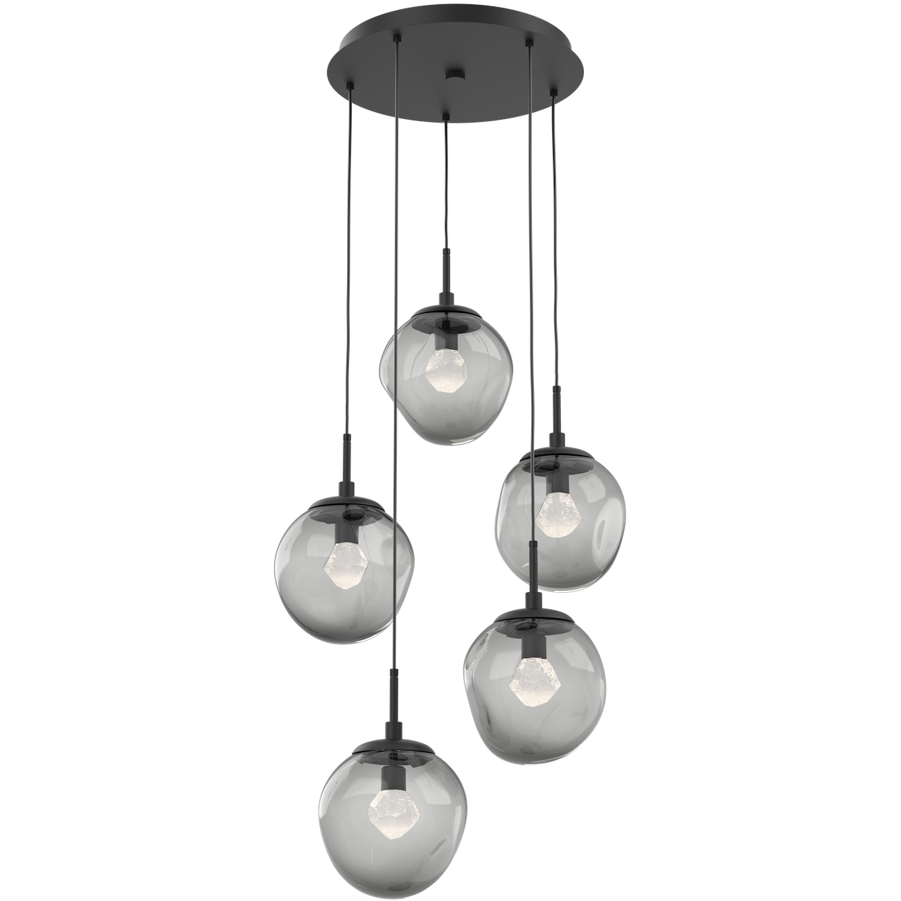 Aster LED LED Matte Black Chandelier Ceiling Light, Round Multi-Port