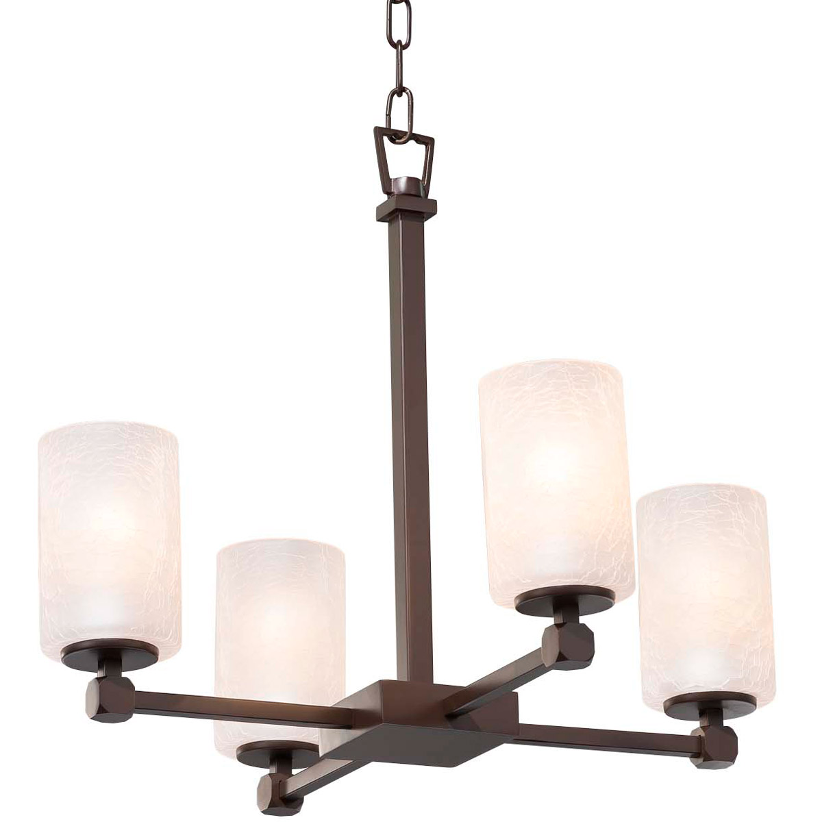 Fusion 4 Light 21 inch Polished Chrome Chandelier Ceiling Light in Rectangle, Incandescent, Frosted Crackle Fusion