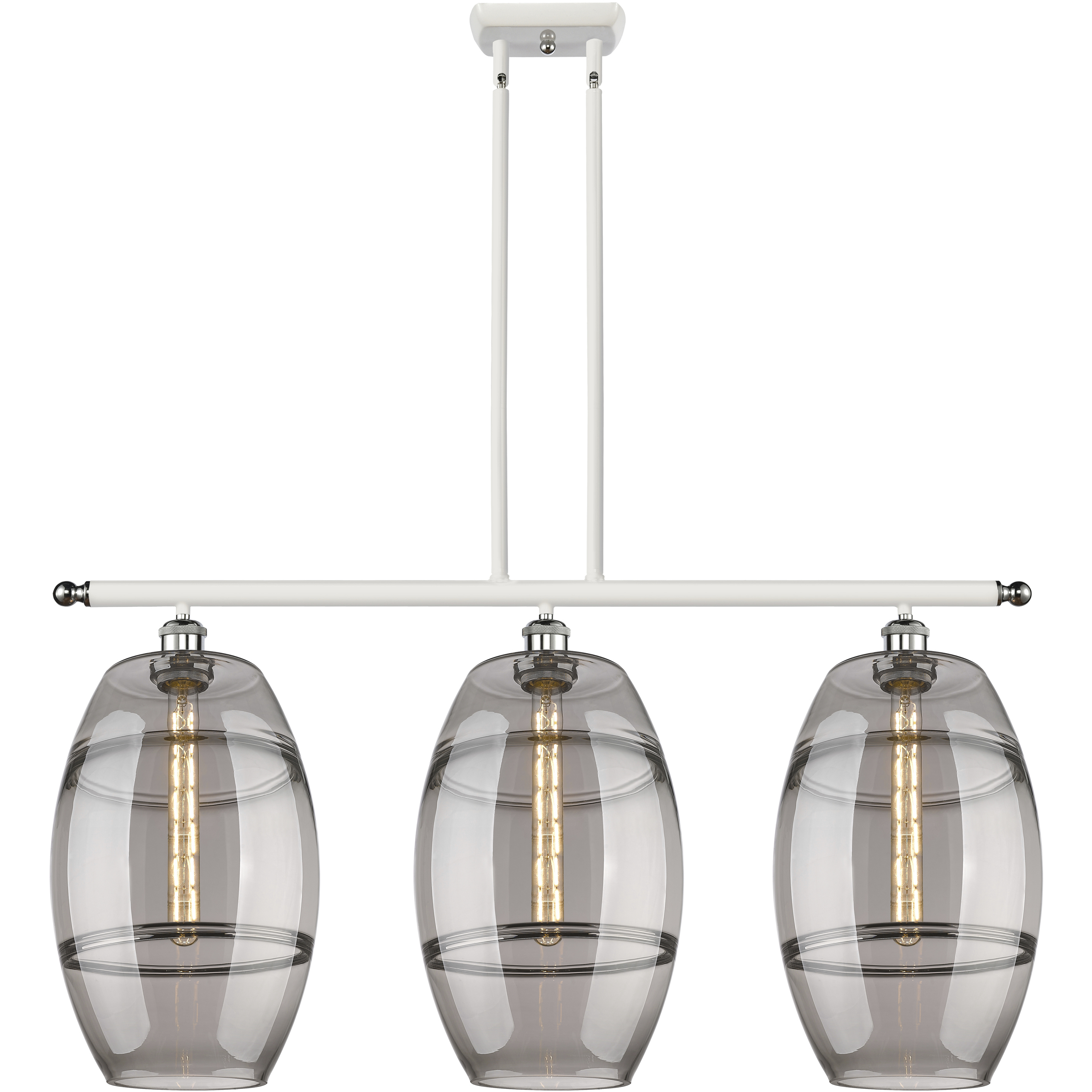 Ballston Vaz 3 Light 36.5 inch White Polished Chrome Stem Hung Island Light Ceiling Light