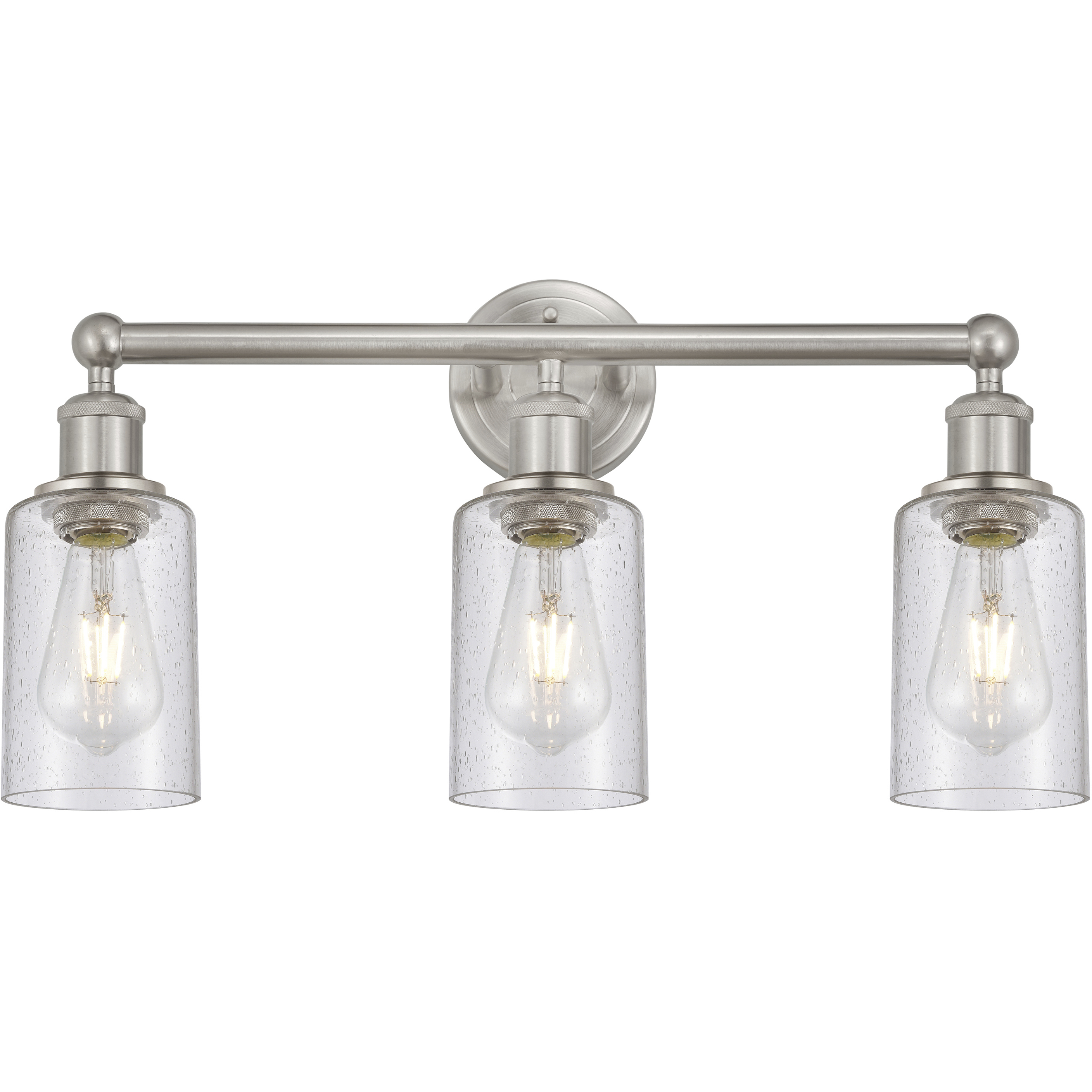 Clymer 3 Light 21.88 inch Brushed Satin Nickel Bath Vanity Light Wall Light in Seedy Glass