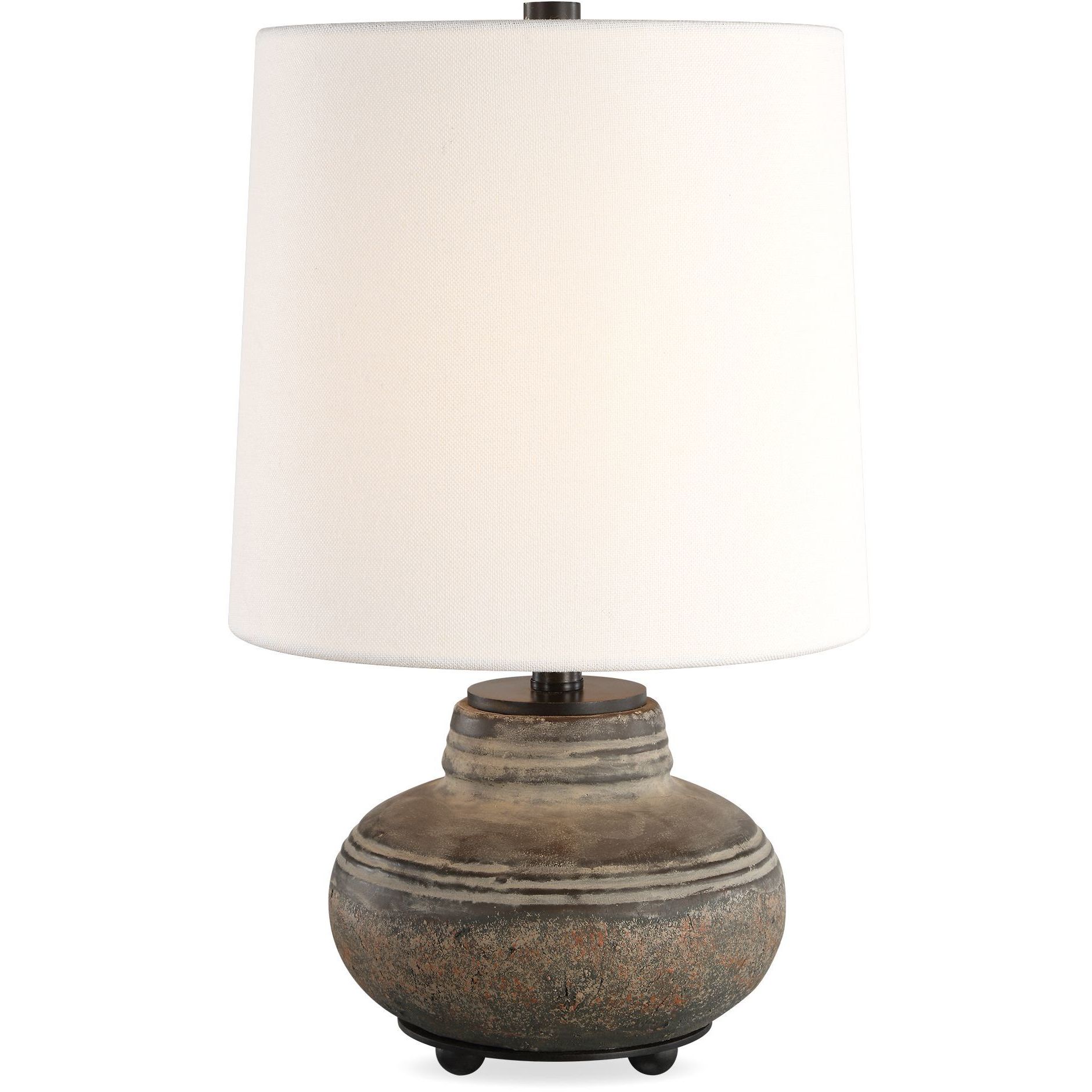 Wester 18.25 inch 100 watt Dark Gray and Brown Glaze with Rust Brown Undertones Table Lamp Portable Light