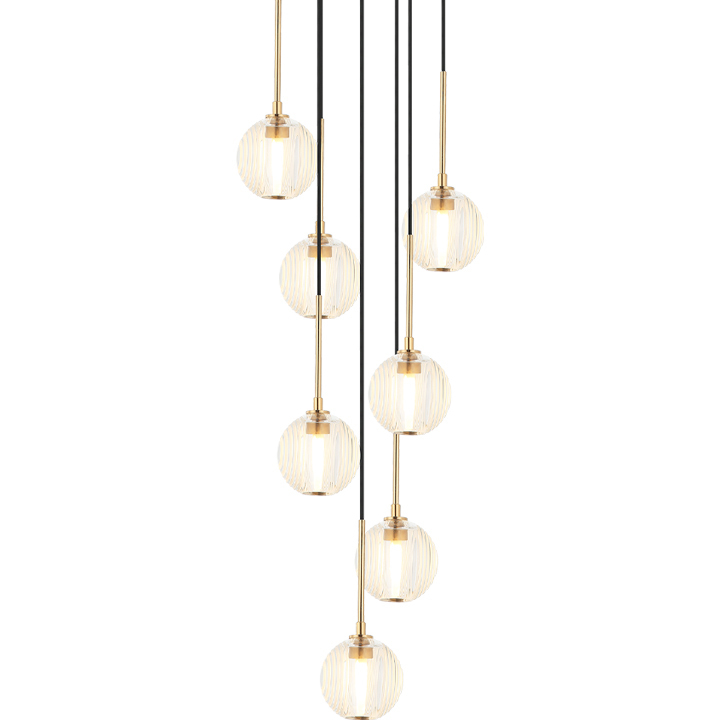 Jemyca 7 Light 19.75 inch Aged Gold Brass Pendant Ceiling Light in Aged Gold Brass and Clear