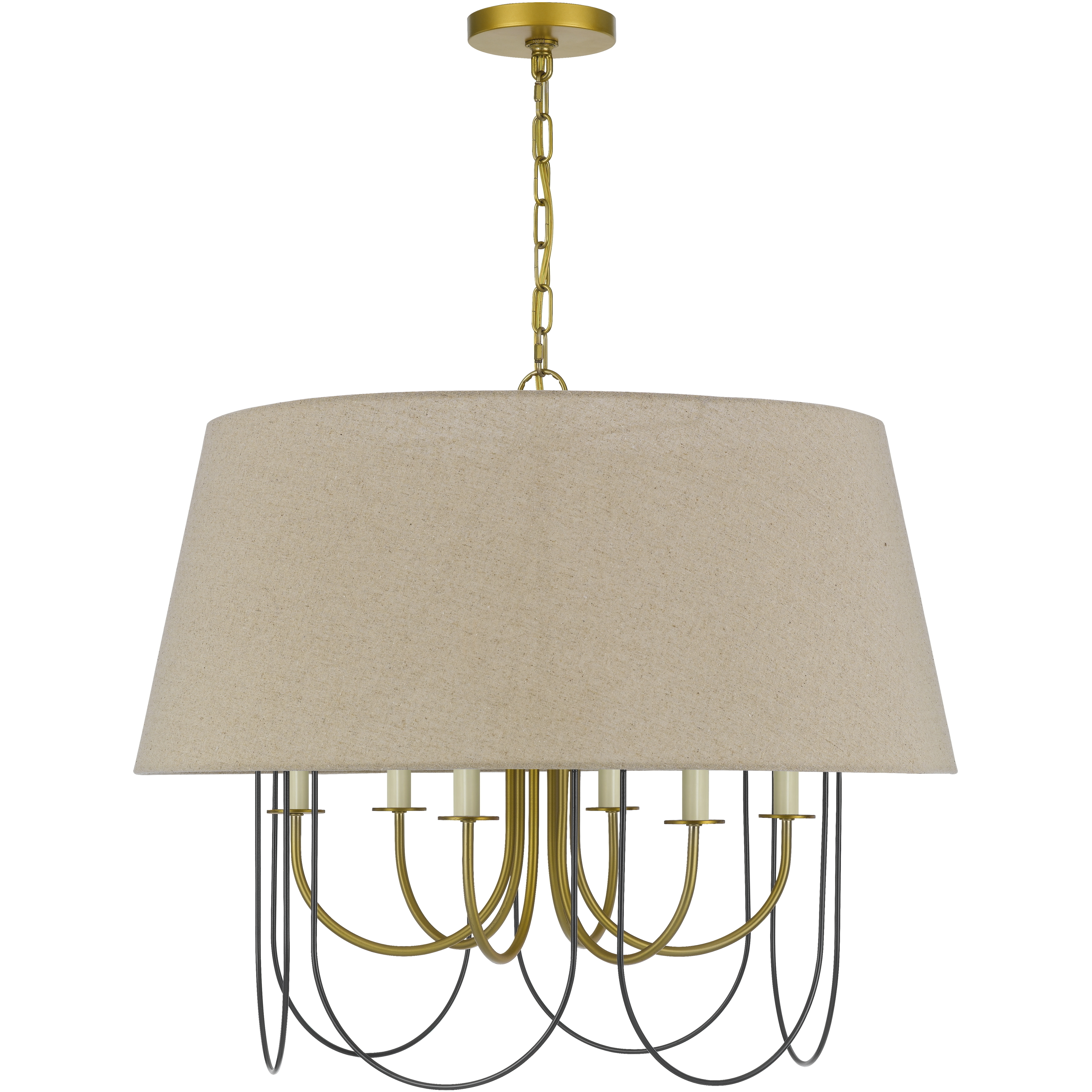 Eupora 6 Light 28 inch Antique Brass and Black Chandelier Ceiling Light