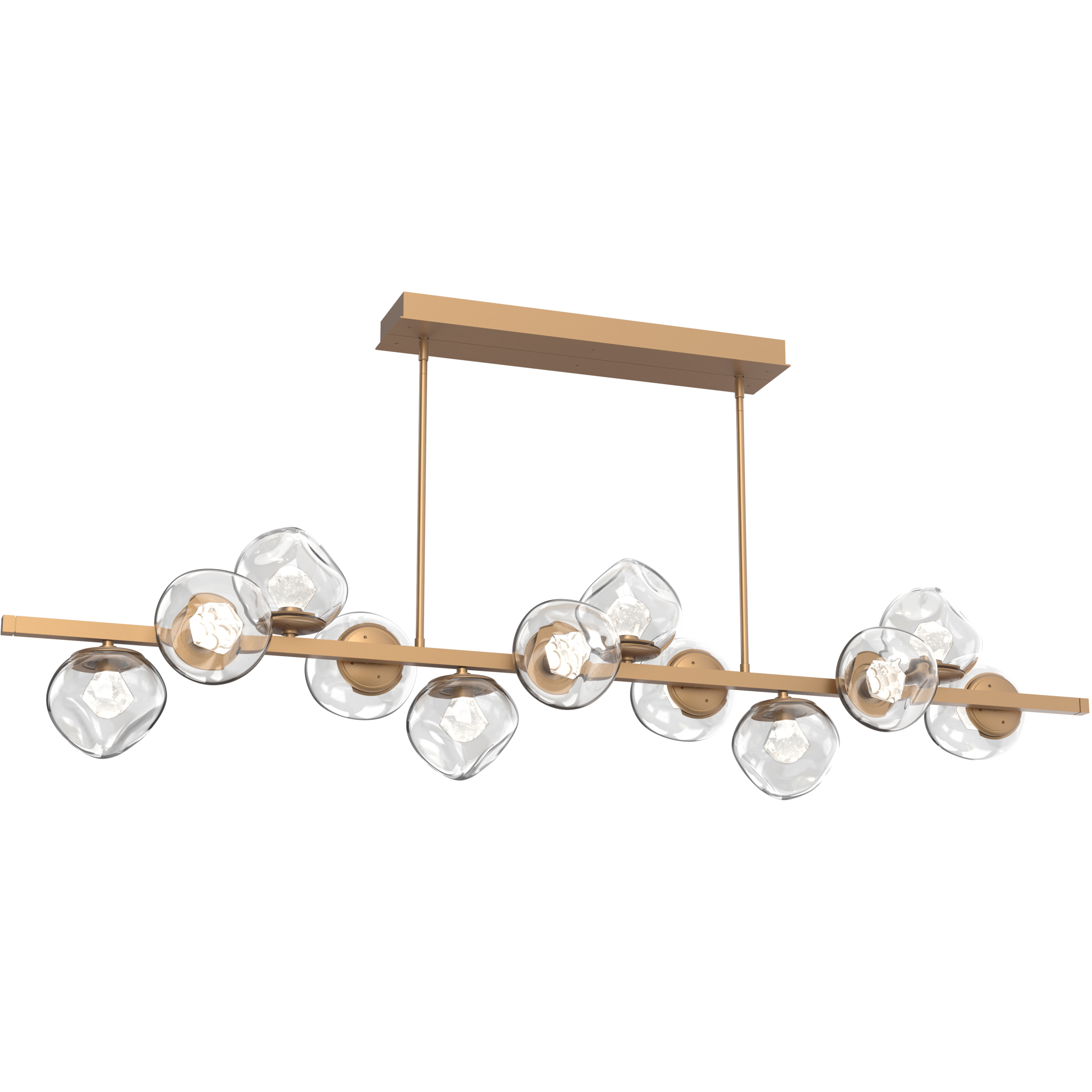 Luna LED 72 inch Novel Brass Chandelier Ceiling Light in 2700K LED, Zircon Inner - Clear Outer, Twisted Branch