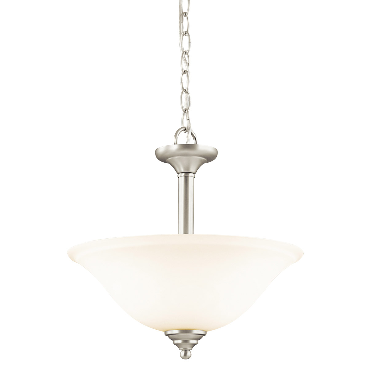 Wynberg 2 Light 15 inch Brushed Nickel Inverted Pendant/Semi Flush Ceiling Light in Satin Etched Glass, Incandescent