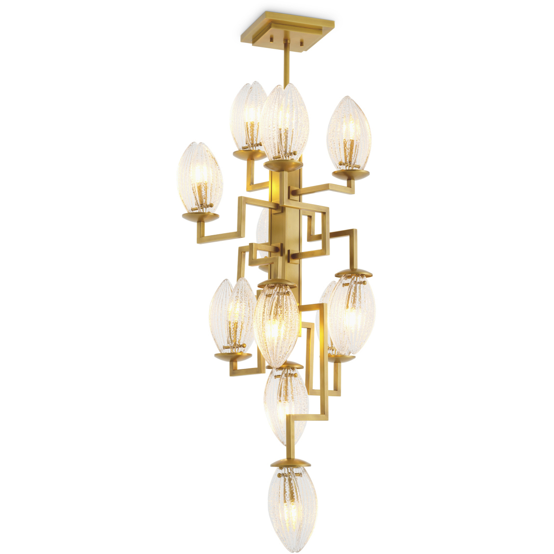 Persephone 11 Light 17.32 inch Antique Brass and Clear Glass Pendant Ceiling Light