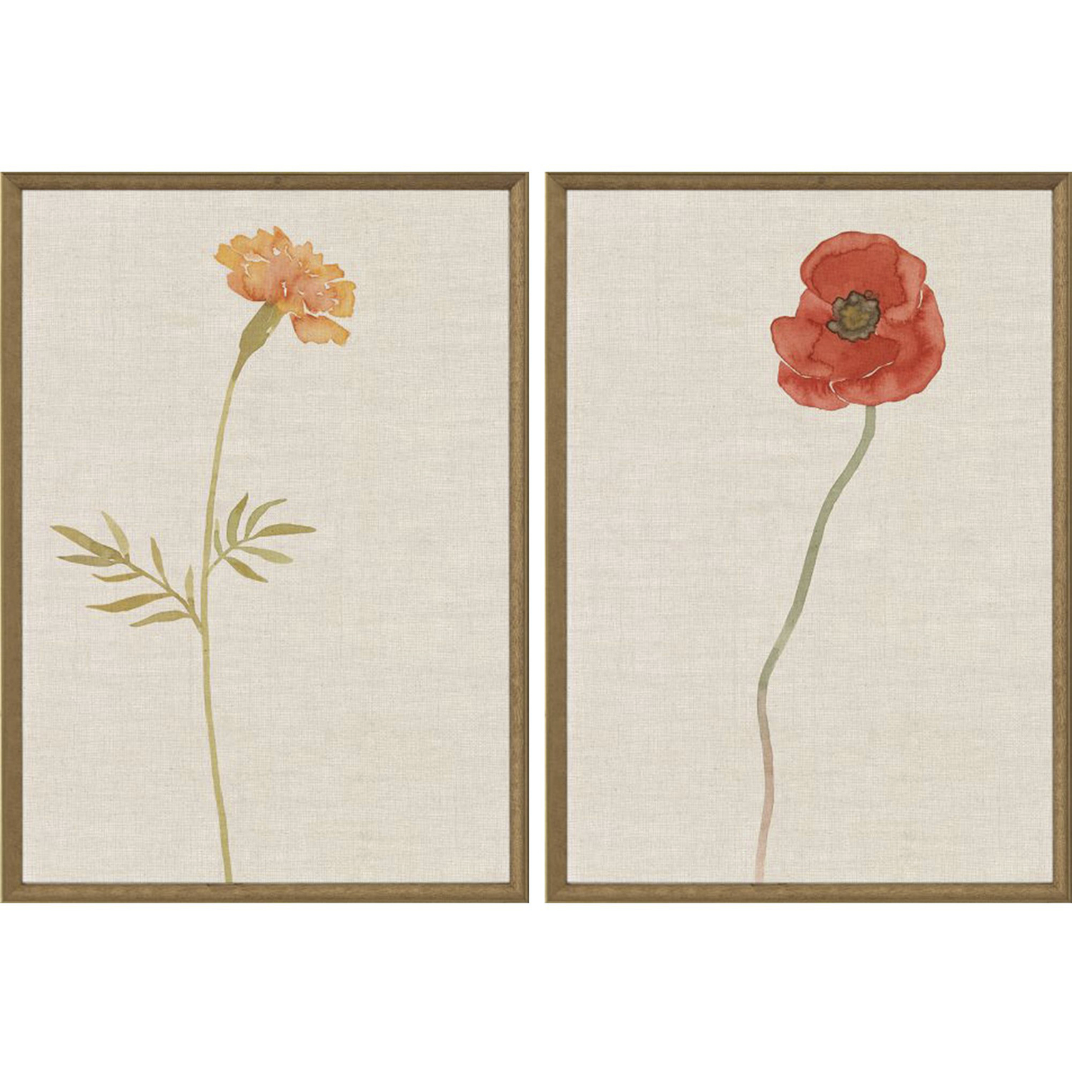 Wild Flourish Multi and Beige and Orange and Red Framed Art
