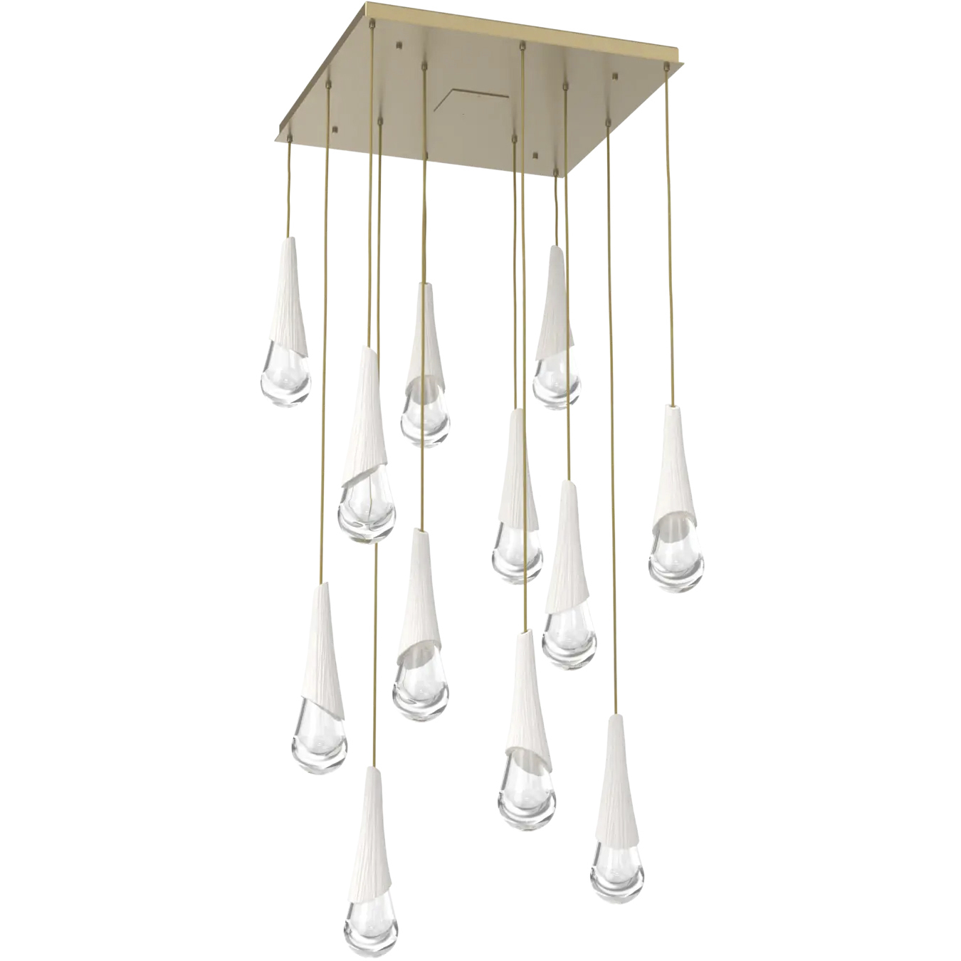 Hailstone LED 32.5 inch Gilded Brass with Chalk Multi-Pendant Ceiling Light