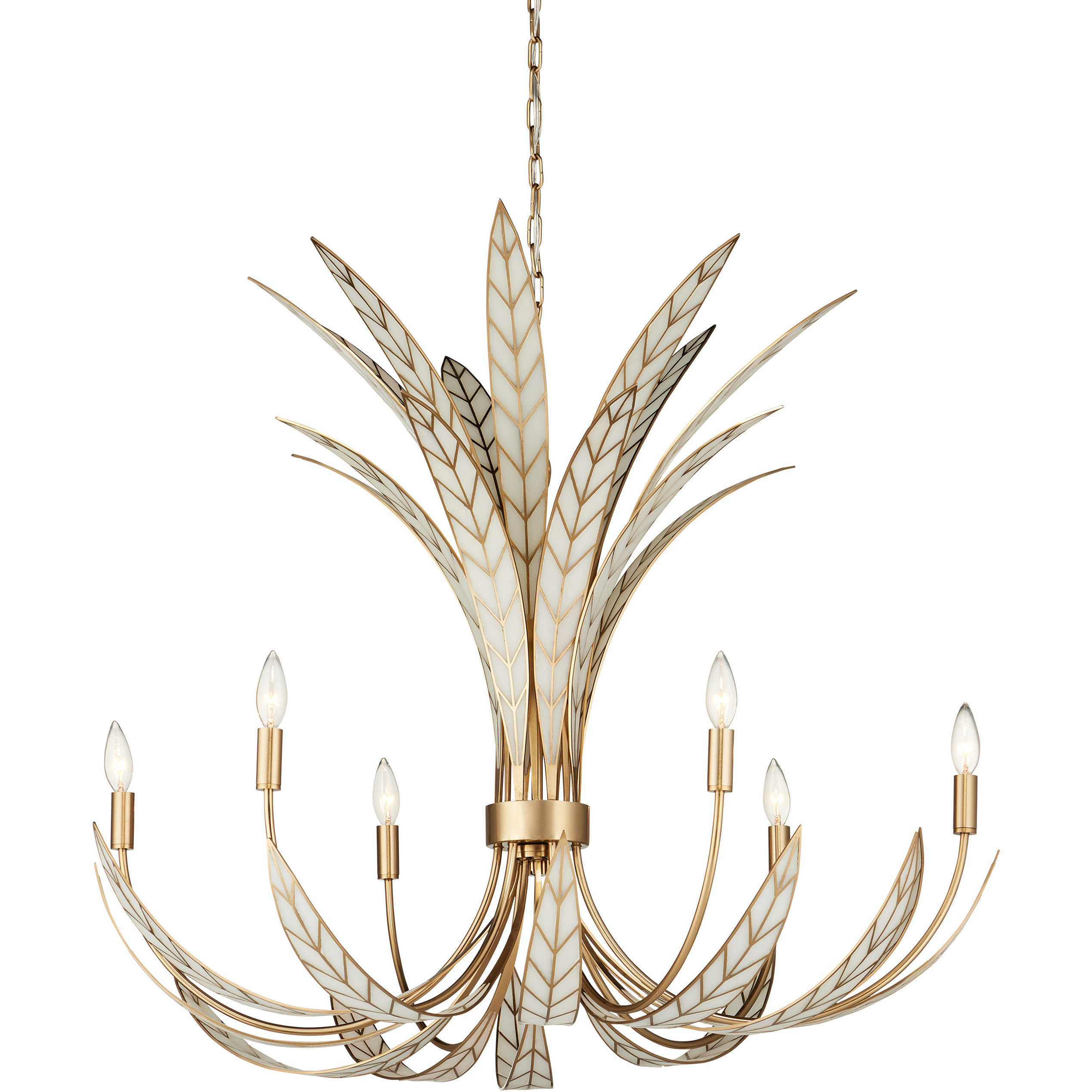 Foliatura 6 Light 39 inch Antique Brass Chandelier Ceiling Light