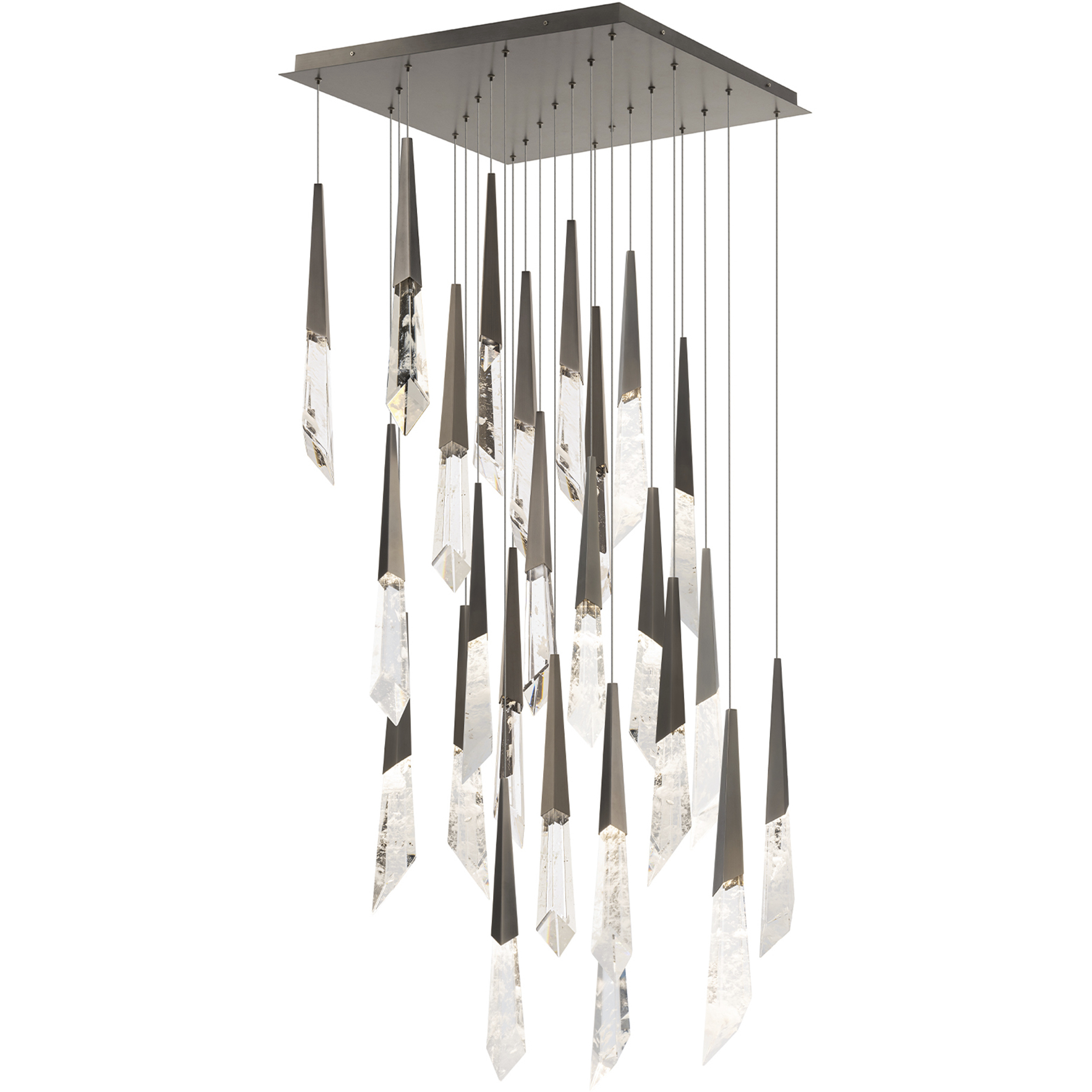 Beyond Solitude LED 28 inch Antique Nickel Multi-Light Pendant Ceiling Light, Square Canopy