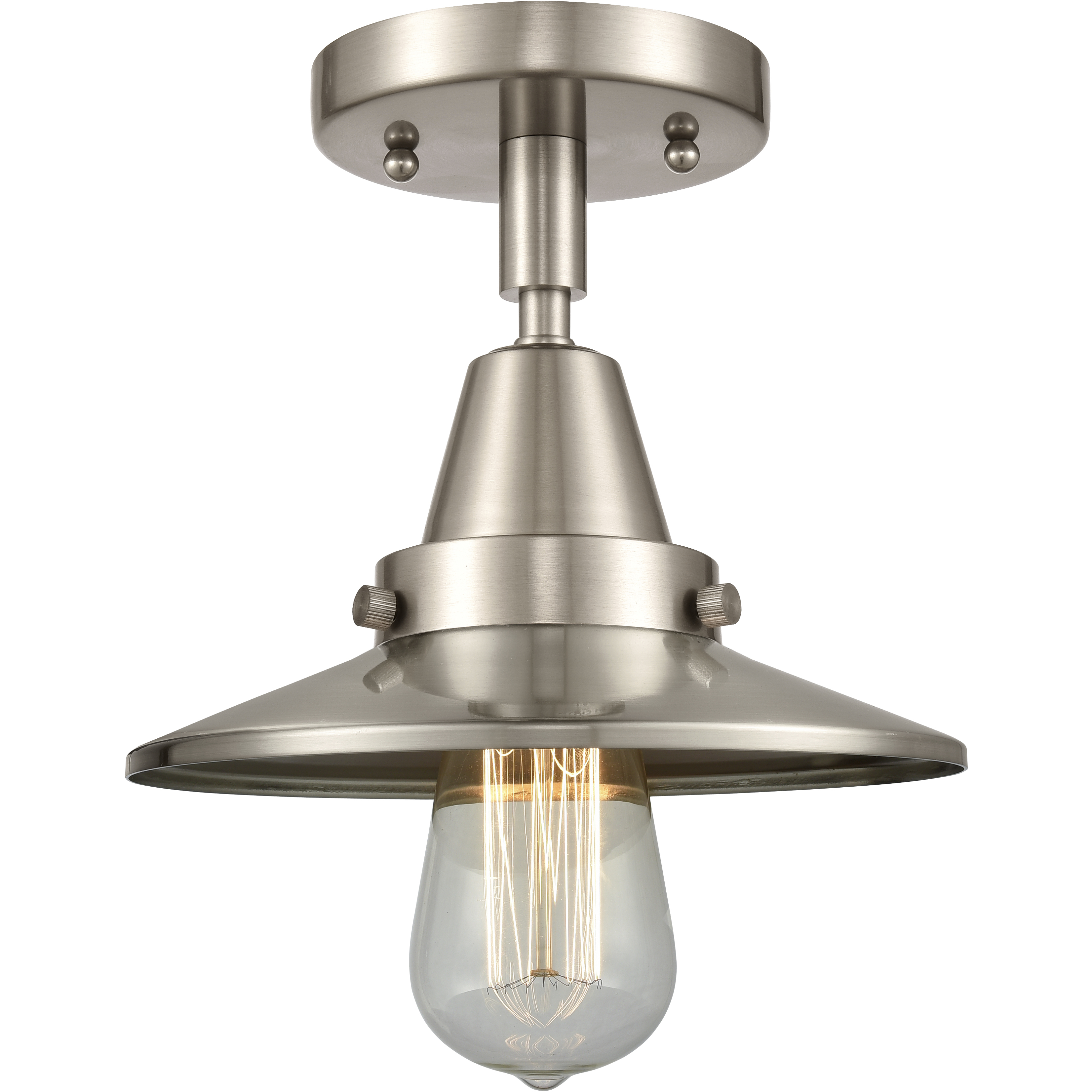 Franklin Restoration Railroad 1 Light 8 inch Brushed Satin Nickel Flush Mount Ceiling Light