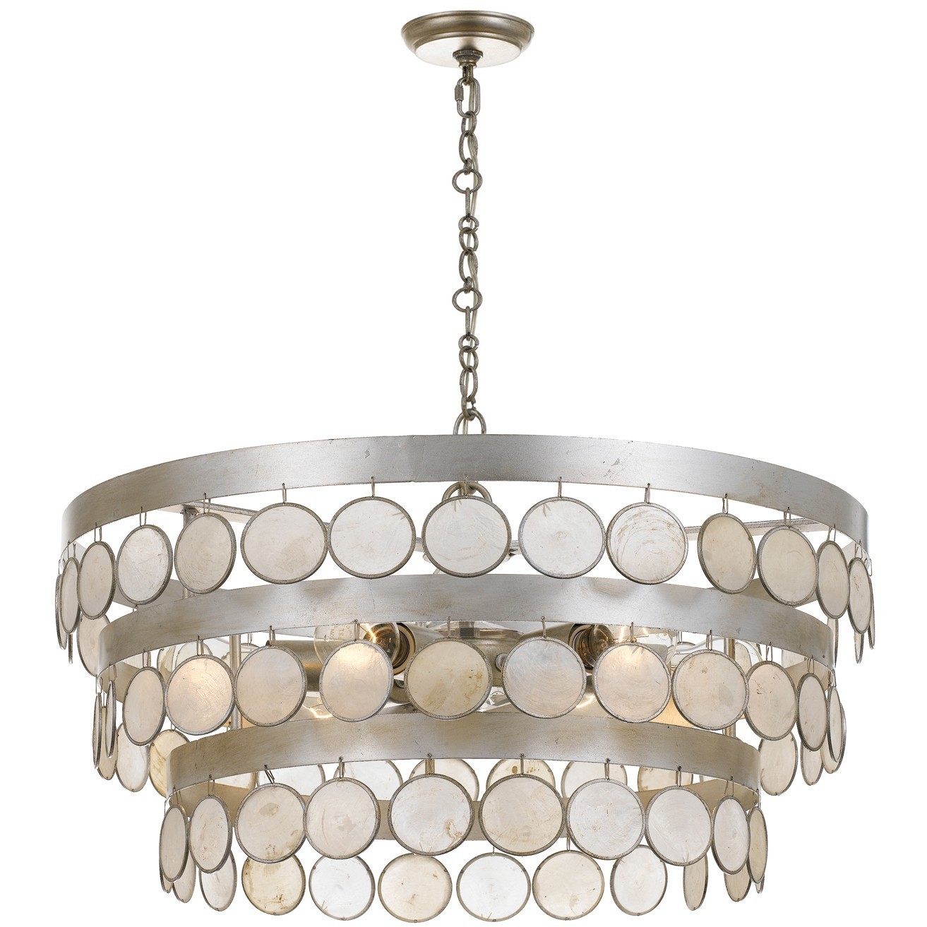 Coco 6 Light 22 inch Antique Silver Chandelier Ceiling Light