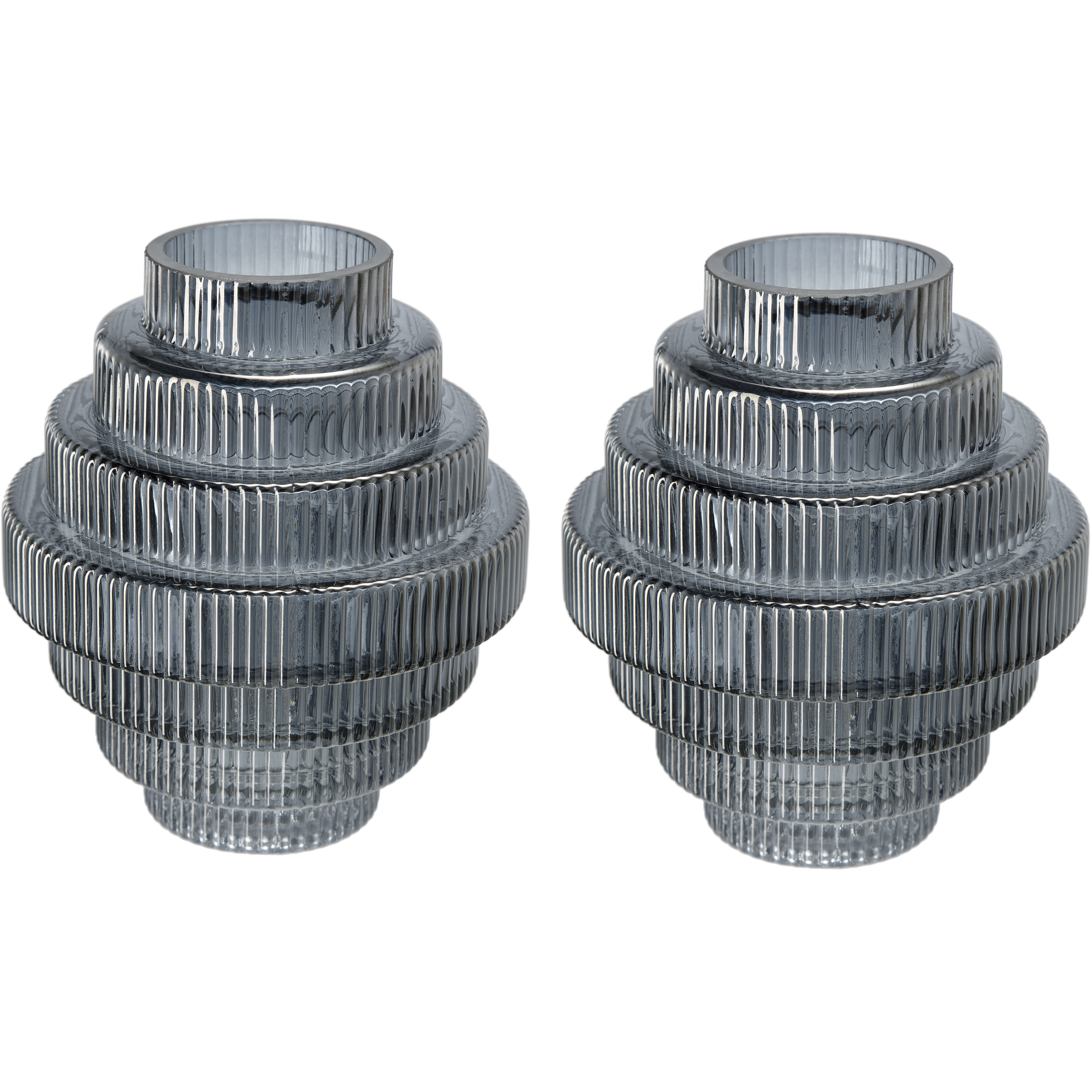 Ribbed Geometric 6.7 X 5.9 inch Vase in Smoke