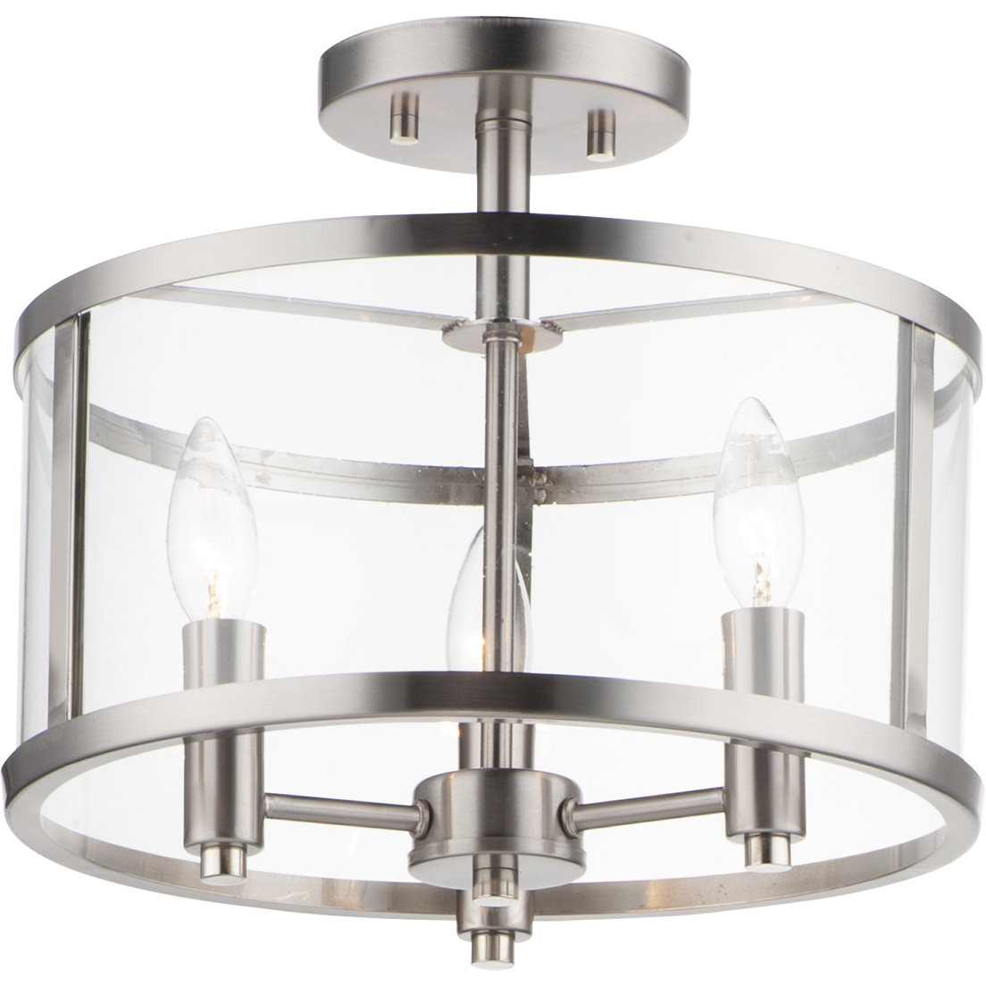 Sentinel 3 Light 13.25 inch Satin Nickel Semi-Flush Mount Ceiling Light