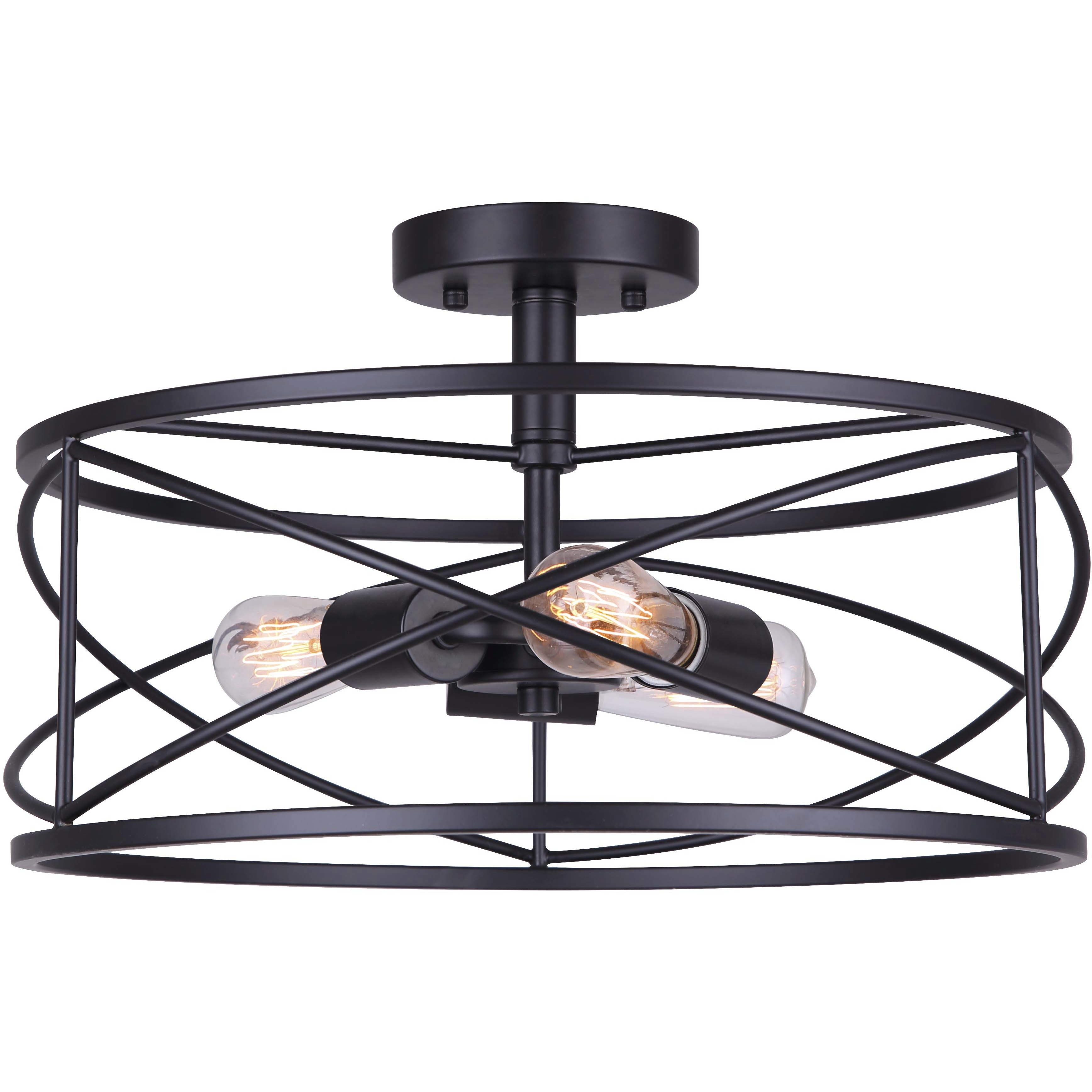 Malene 3 Light 16 inch Black Semi-Flush Mount Ceiling Light