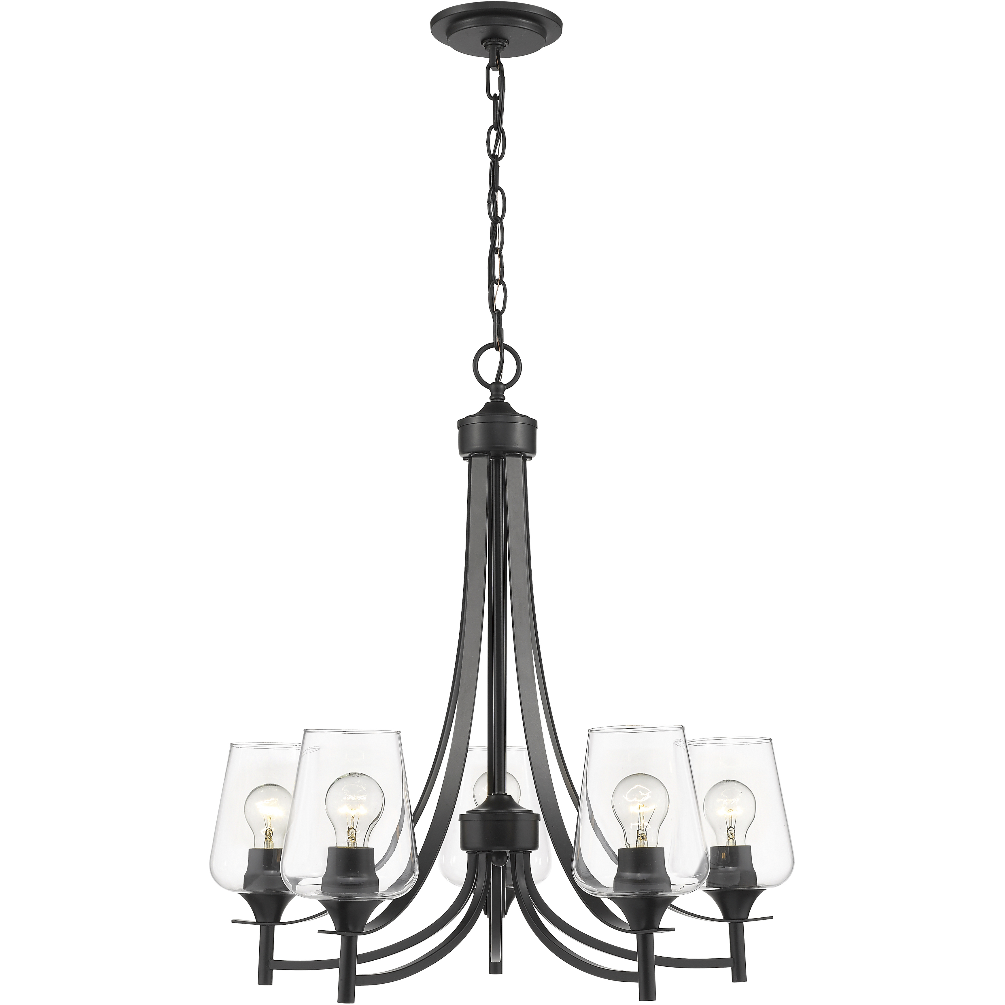 Joliet 5 Light 25 inch Matte Black Chandelier Ceiling Light