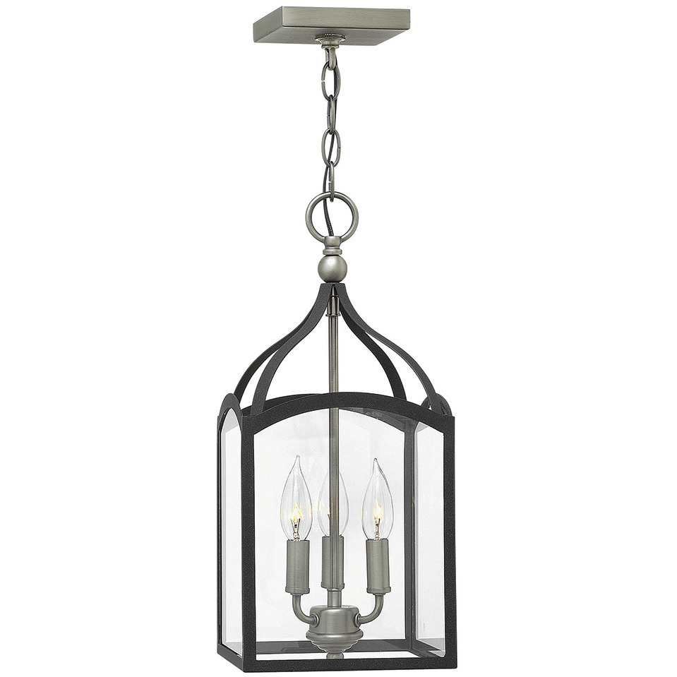 Clarendon 3 Light 8 inch Aged Zinc with Antique Nickel Indoor Foyer Pendant Ceiling Light, Small