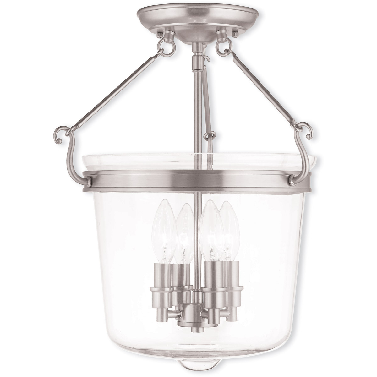 Rockford 4 Light 14.25 inch Brushed Nickel Semi-Flush Mount Ceiling Light