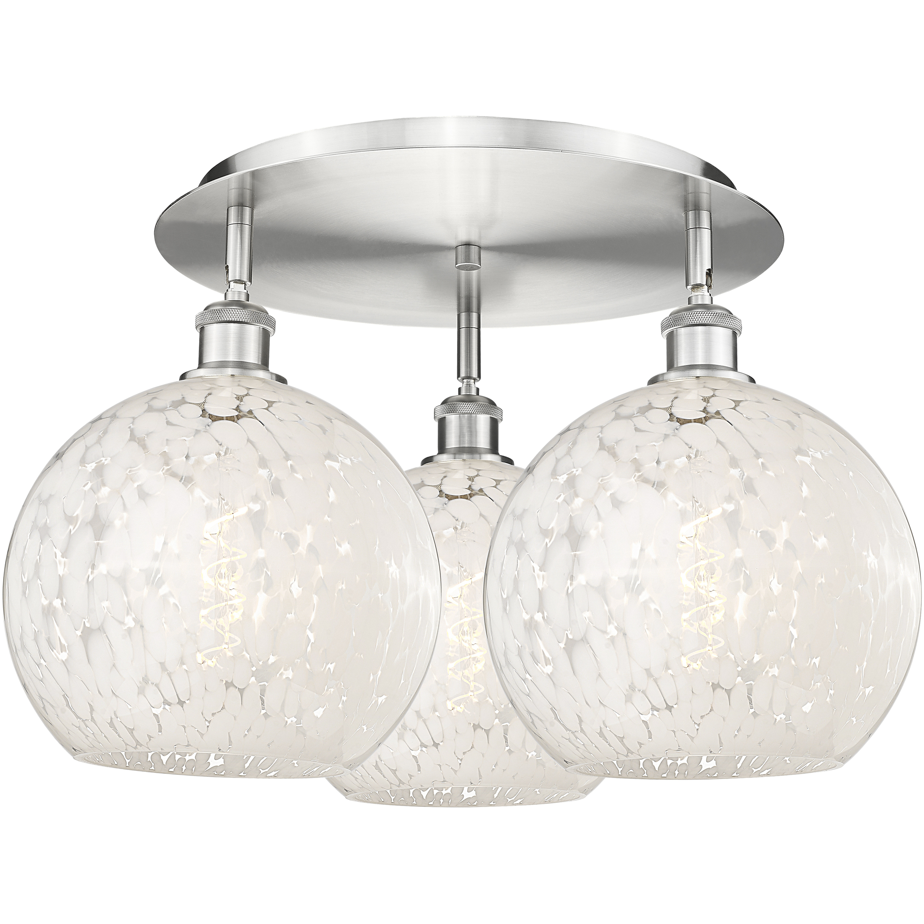 Ballston White Mouchette 3 Light 21.75 inch Satin Nickel Flush Mount Ceiling Light