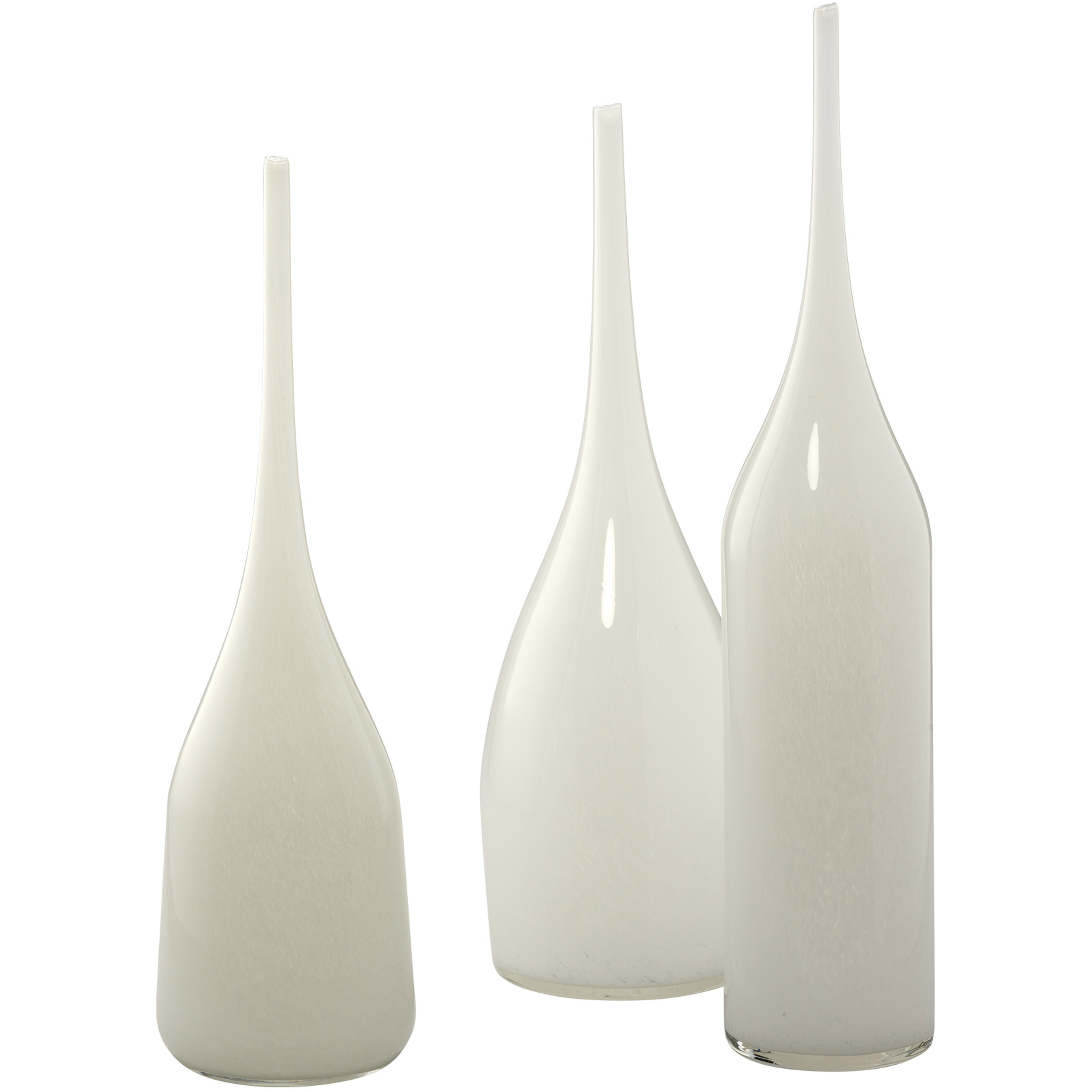Pixie 21.75 X 5.5 inch Vases in White Glass, Set of 3