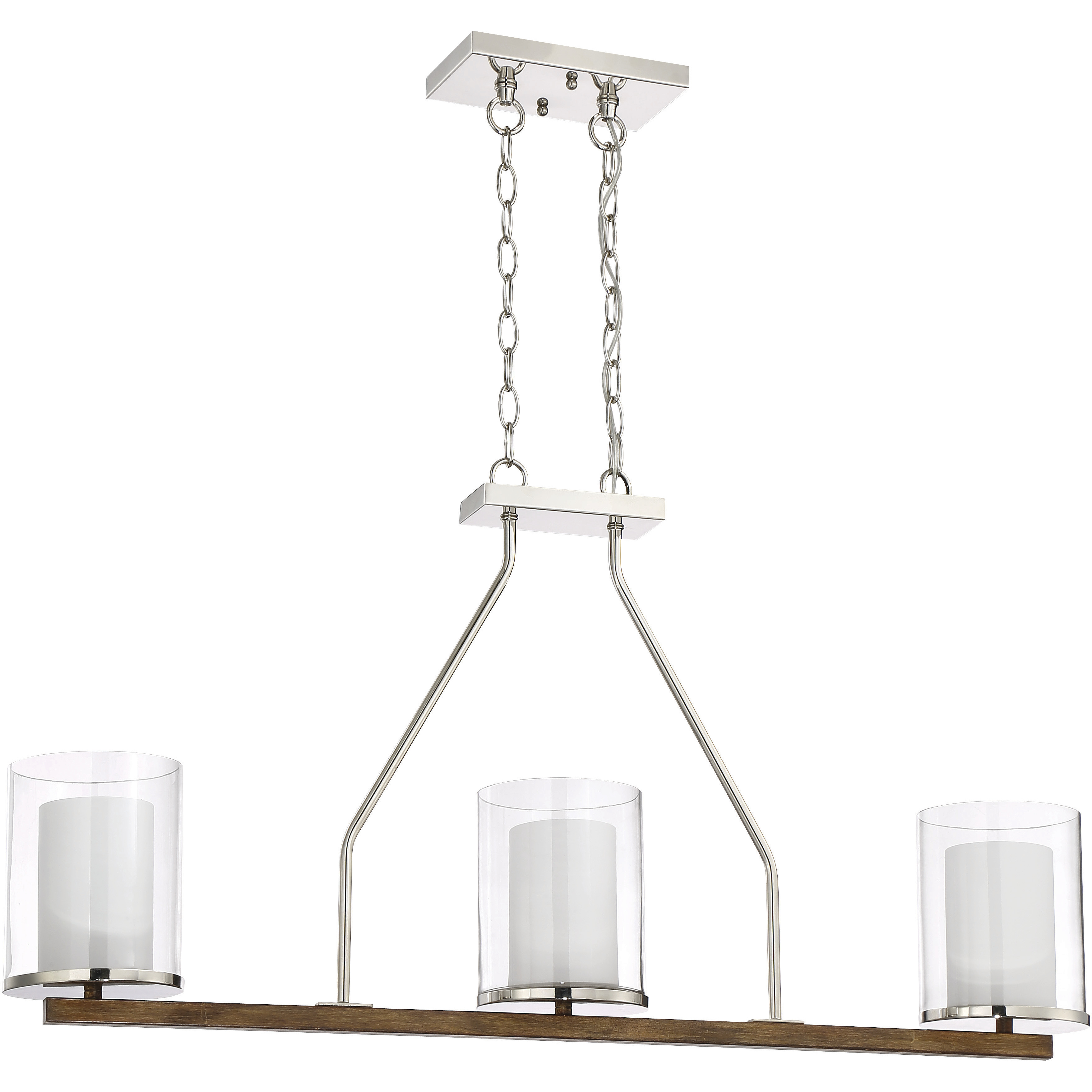 Lark 3 Light 38 inch Polished Nickel/Whiskey Barrel Island Light Ceiling Light