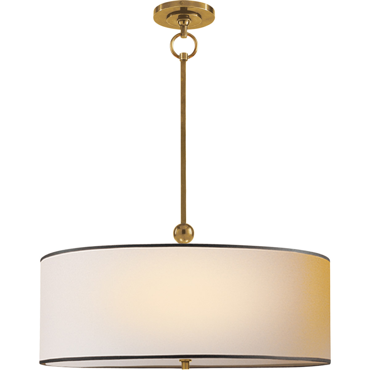 Thomas O'Brien Reed 2 Light 22 inch Hand-Rubbed Antique Brass Hanging Shade Ceiling Light in Natural Paper with Black Trim