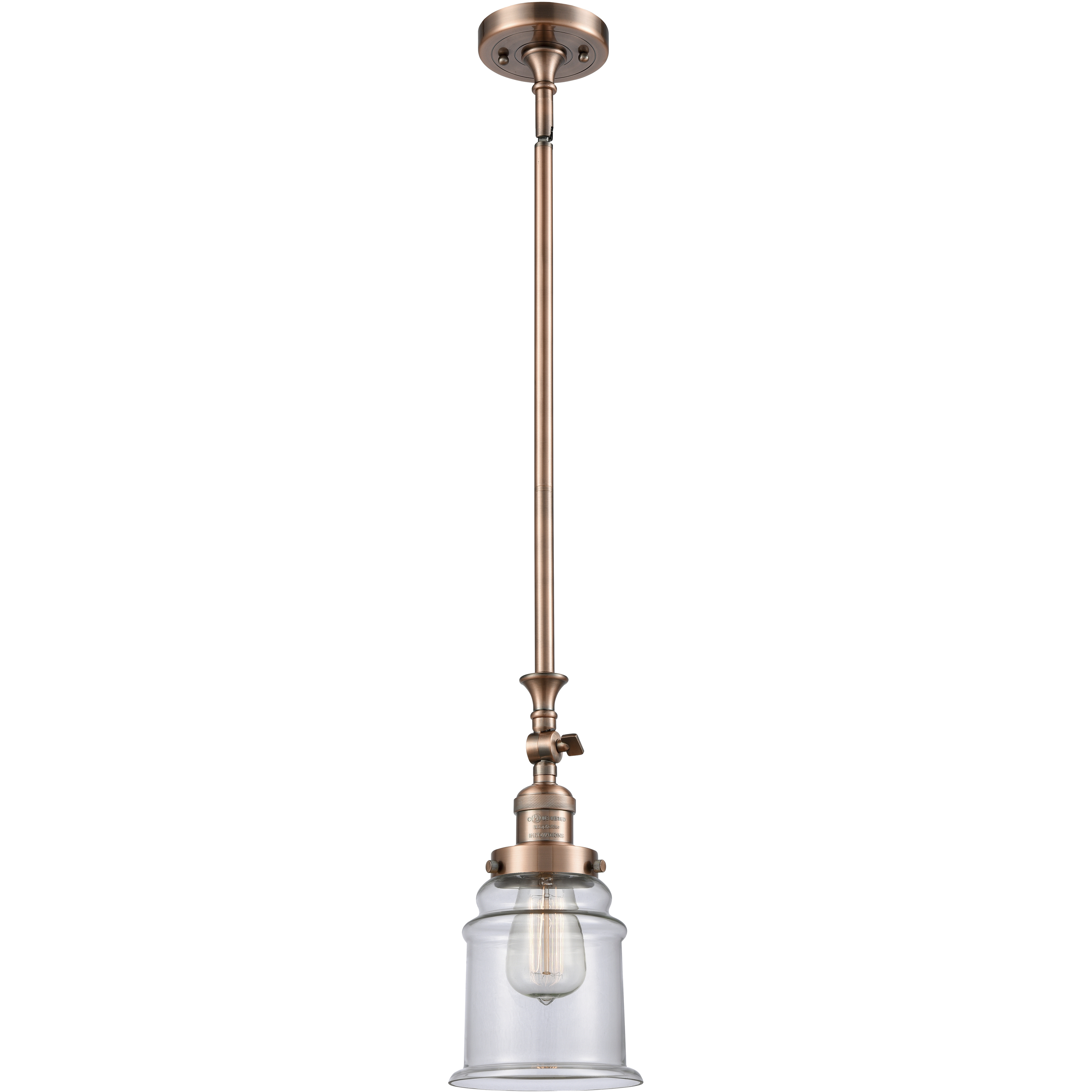 Franklin Restoration Canton LED 6.5 inch Antique Copper Mini Pendant Ceiling Light in Clear, Franklin Restoration