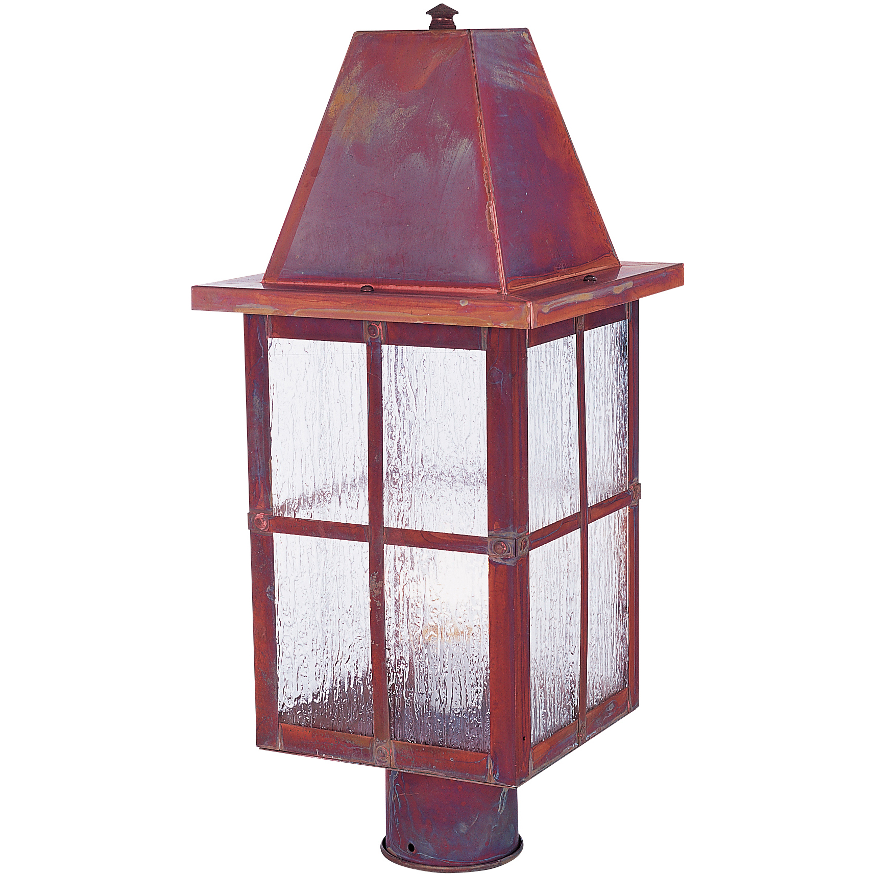 Hartford 1 Light 20.25 inch Mission Brown Post Mount in White Opalescent