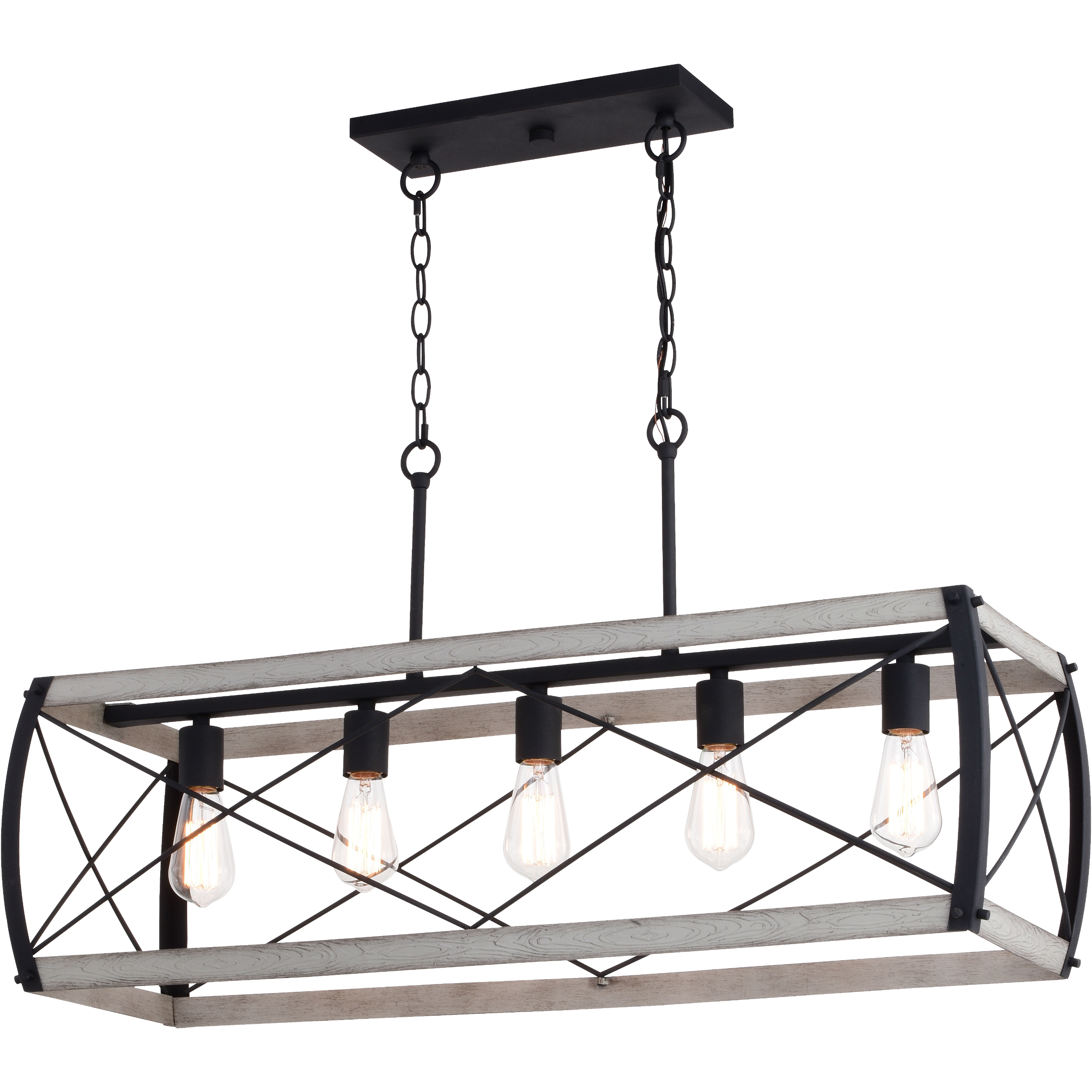 Montclare LED 35 inch Textured Black and White Ash Linear Chandelier Ceiling Light