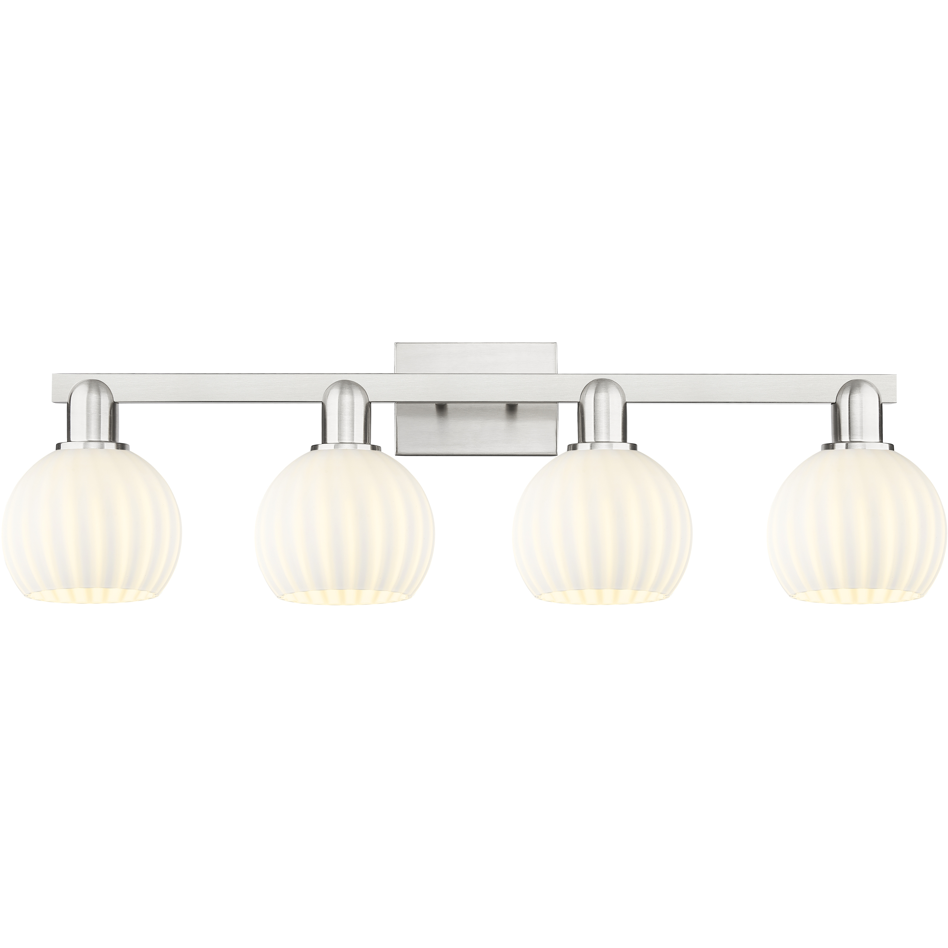 Arcadia White Venetian 4 Light 33 inch Brushed Satin Nickel Bath Vanity Light Wall Light