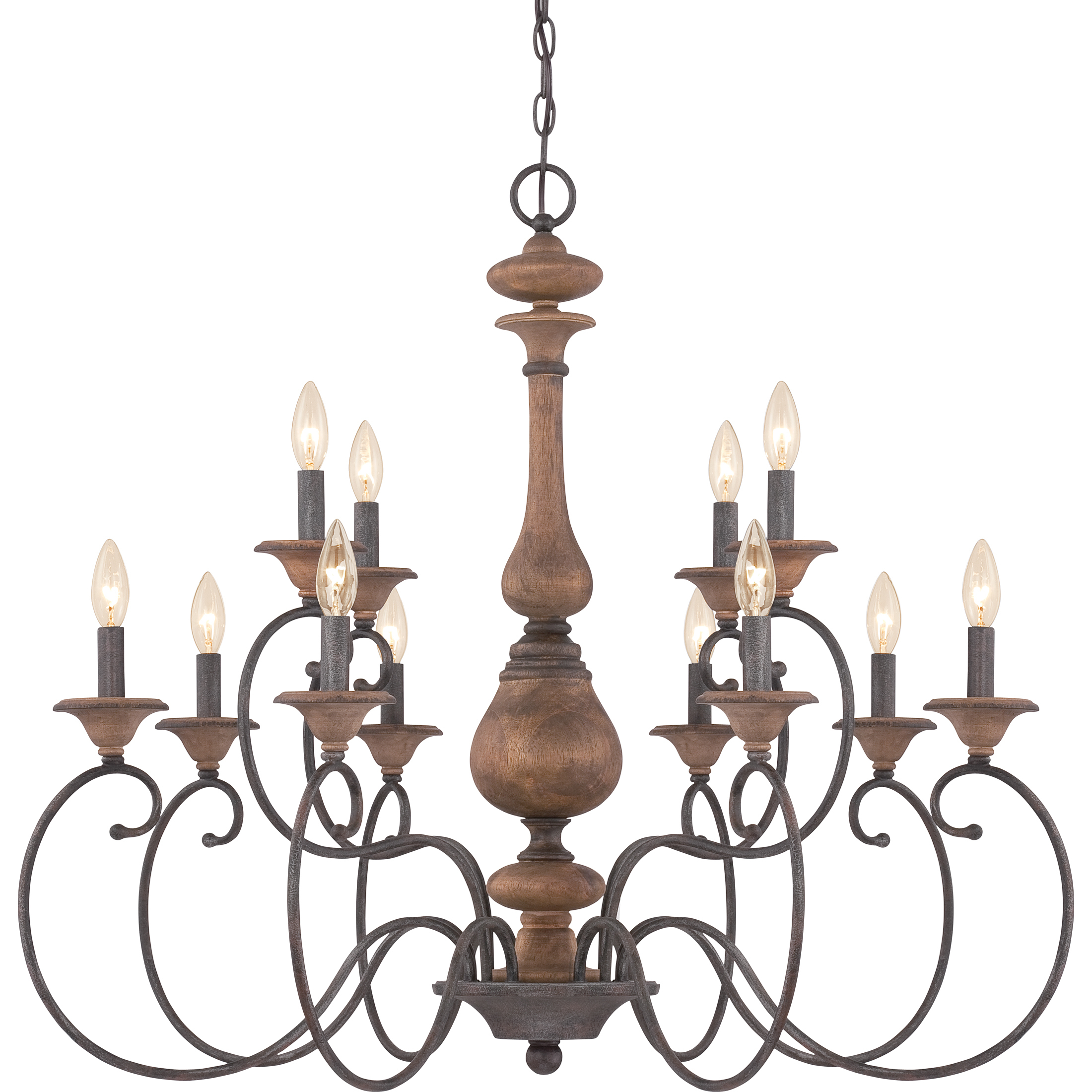 Auburn 12 Light 36 inch Rustic Black Foyer Chandelier Ceiling Light