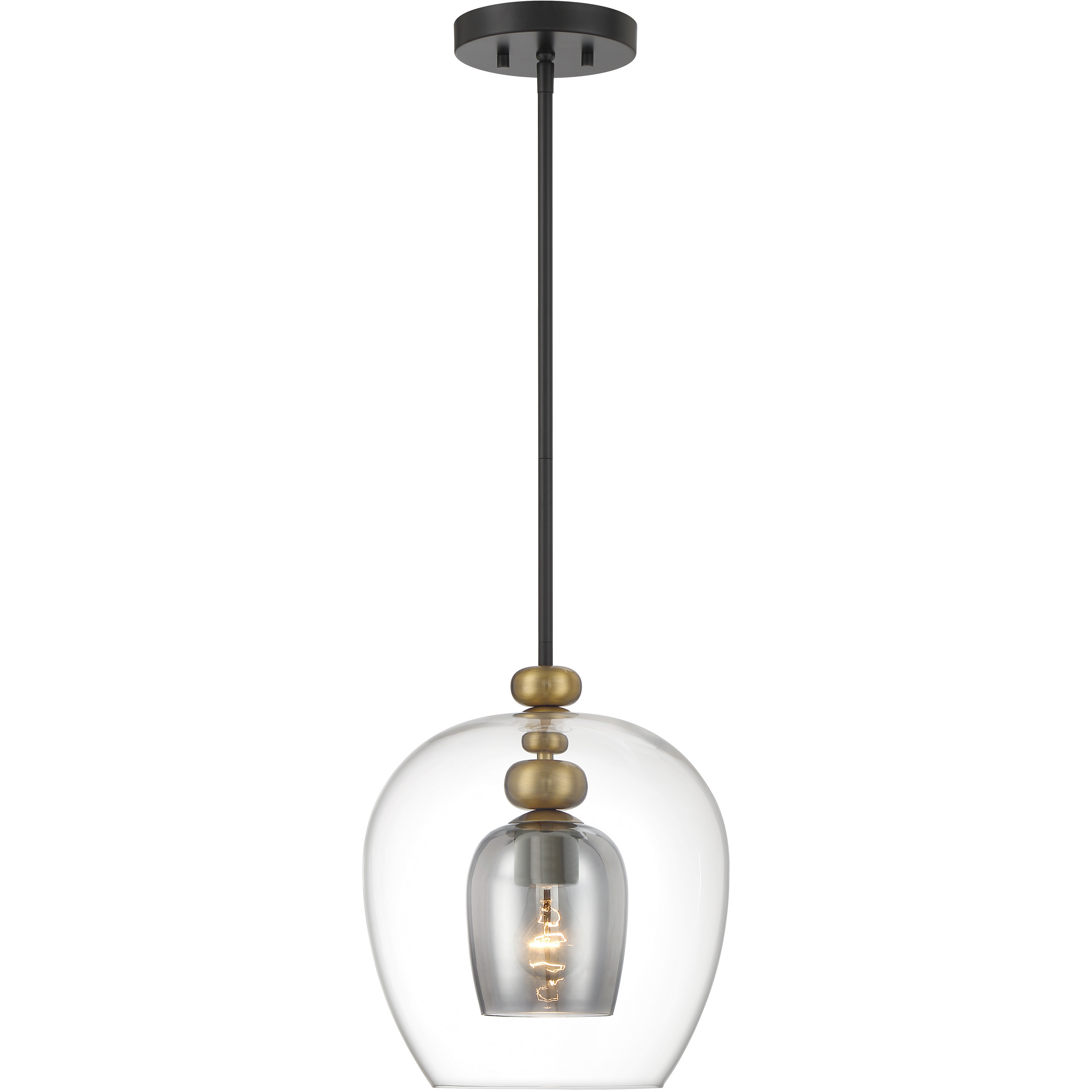 Amesbury 1 Light 11.75 inch Coal and Oxidized Aged Brass Pendant Ceiling Light