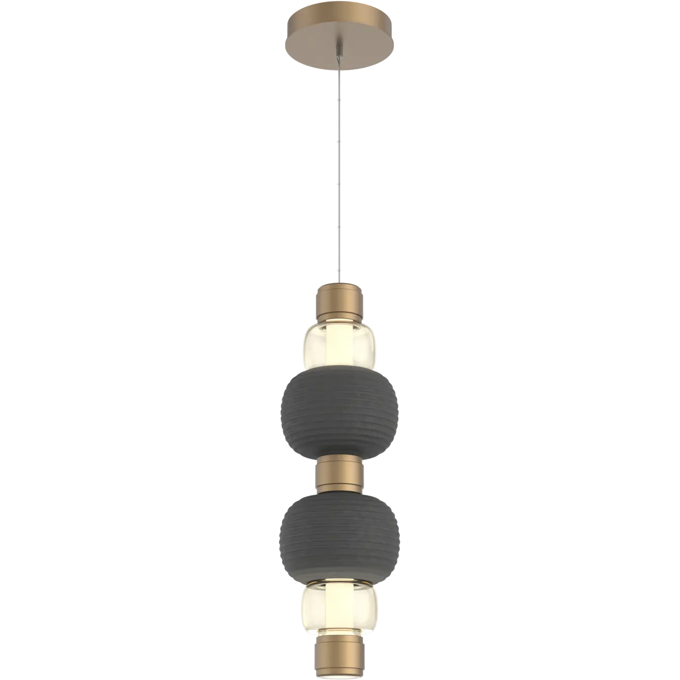 Torno Mandrel LED Novel Brass with Charcoal Double Pendant Ceiling Light