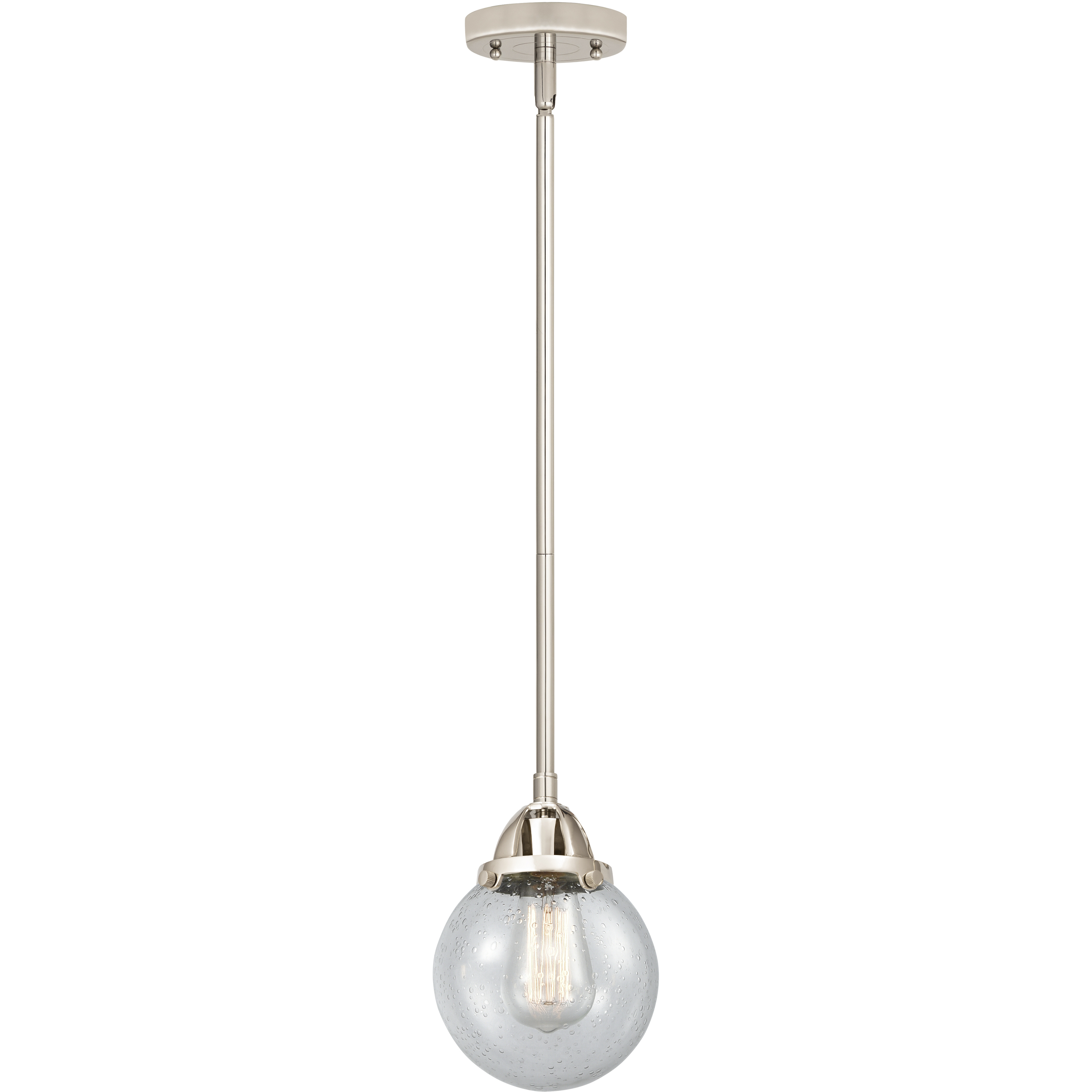 Nouveau 2 Beacon LED 6 inch Polished Nickel Mini Pendant Ceiling Light in Seedy