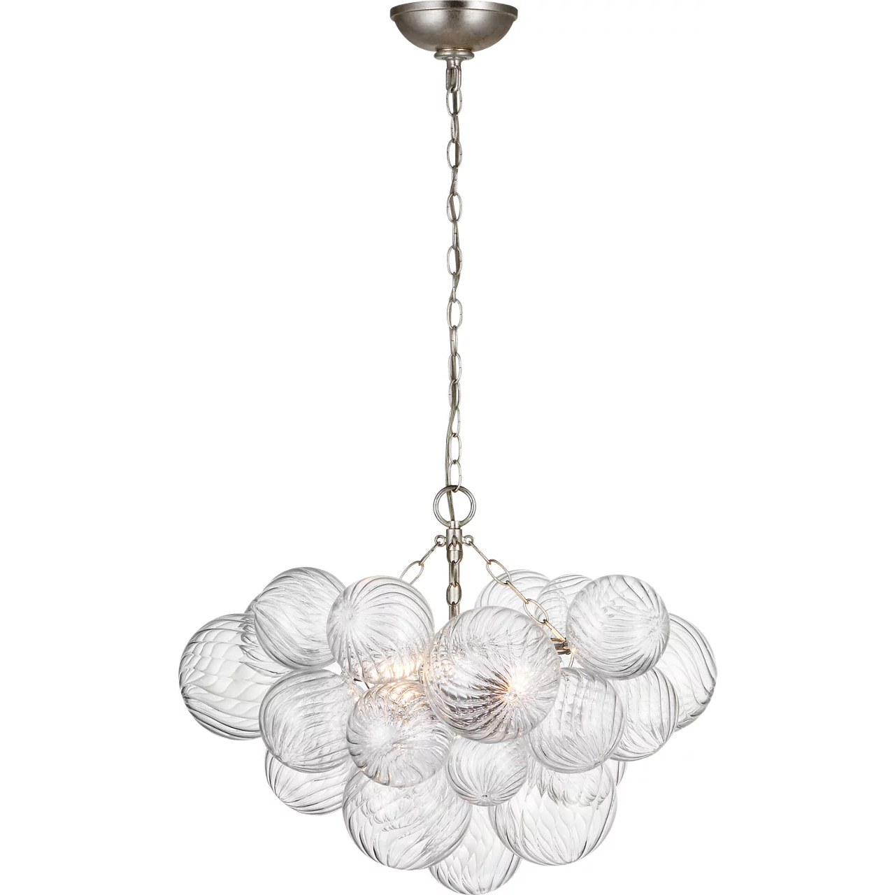 Julie Neill Talia LED 24 inch Burnished Silver Leaf and Clear Swirled Glass Chandelier Ceiling Light, Small
