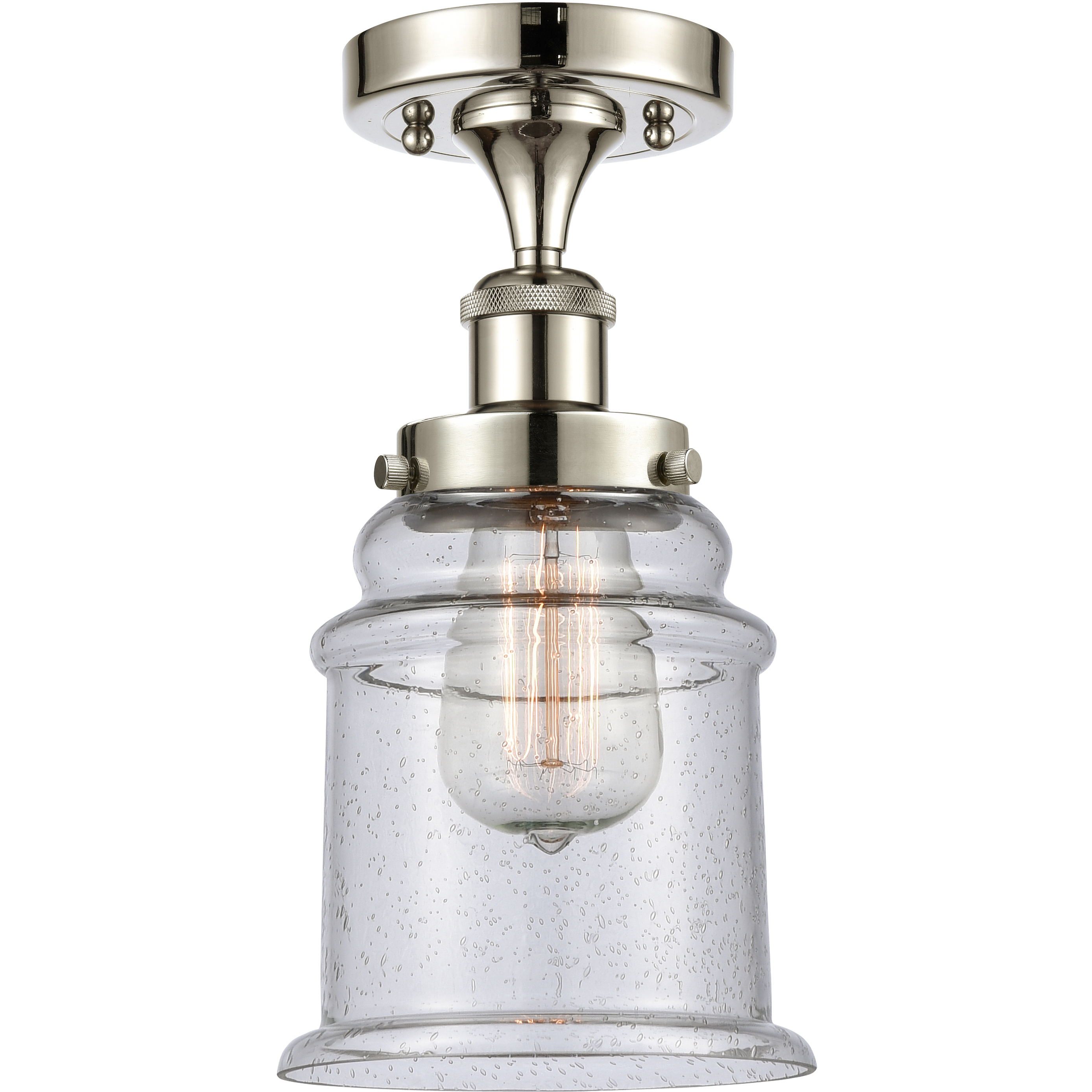 Canton 1 Light 6 inch Polished Nickel Semi-Flush Mount Ceiling Light in Seedy Glass, 1.9 lb