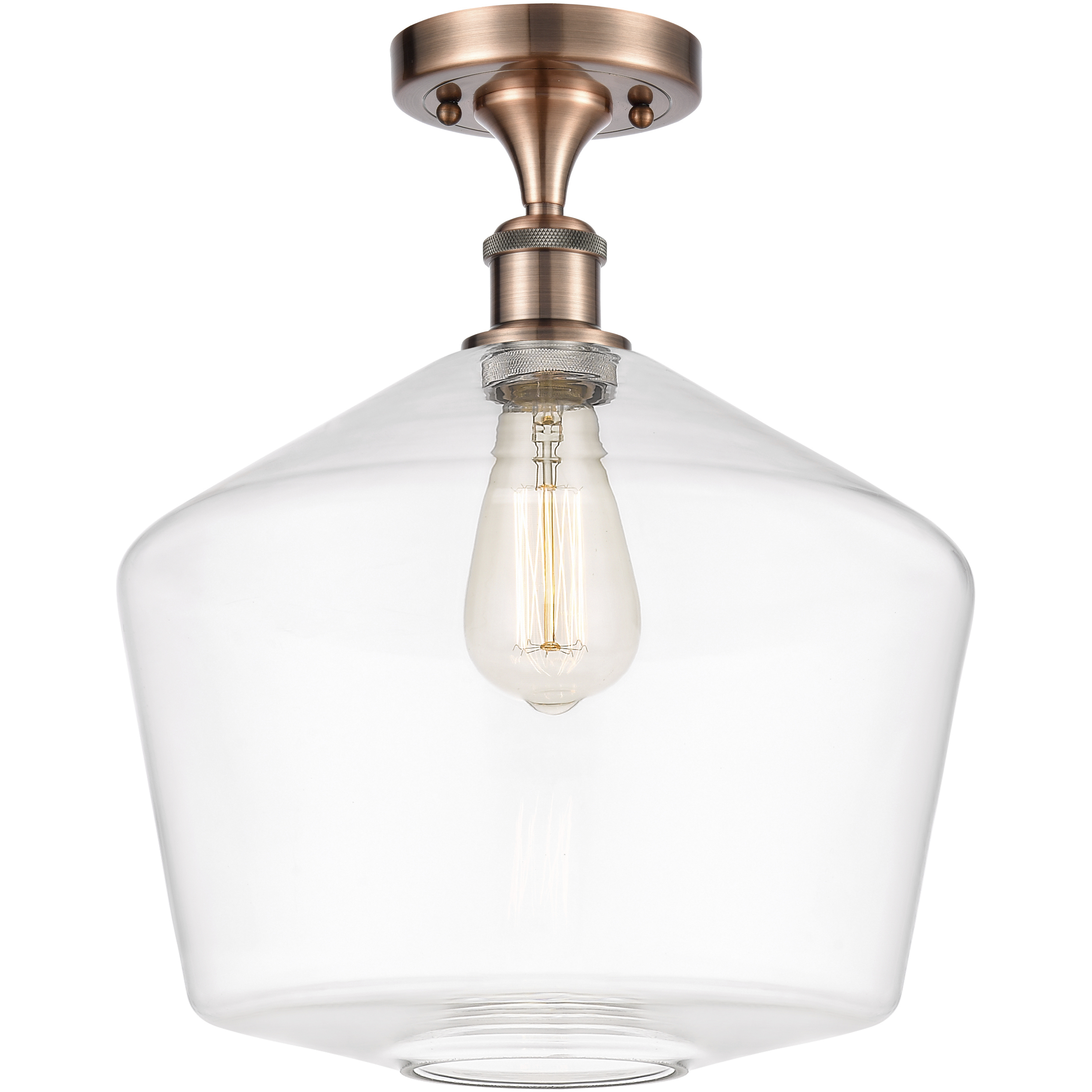 Ballston Cindyrella LED 12 inch Antique Copper Semi-Flush Mount Ceiling Light in Clear Glass