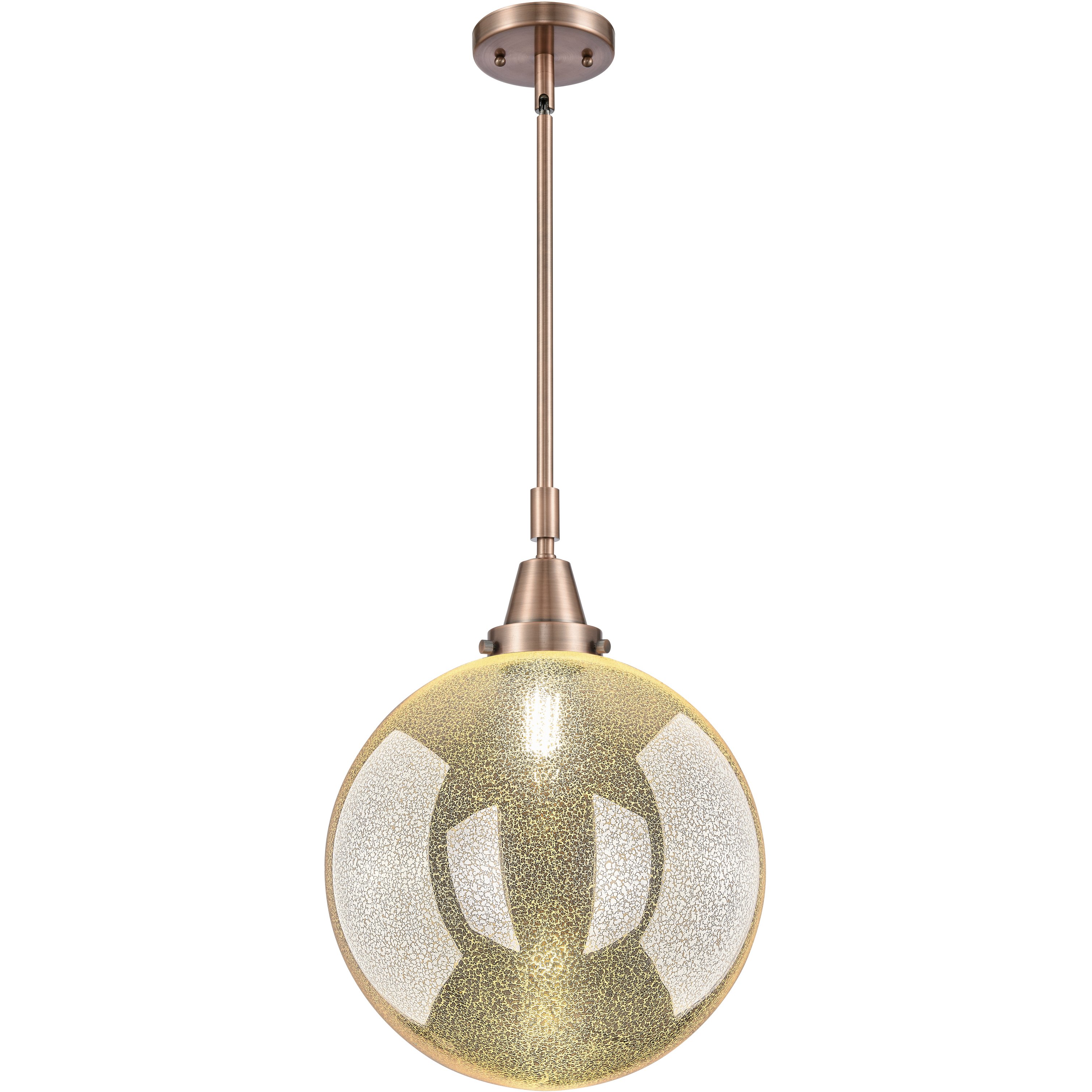 Beacon 1 Light 12 inch Antique Copper Mini Pendant Ceiling Light in Mercury Glass