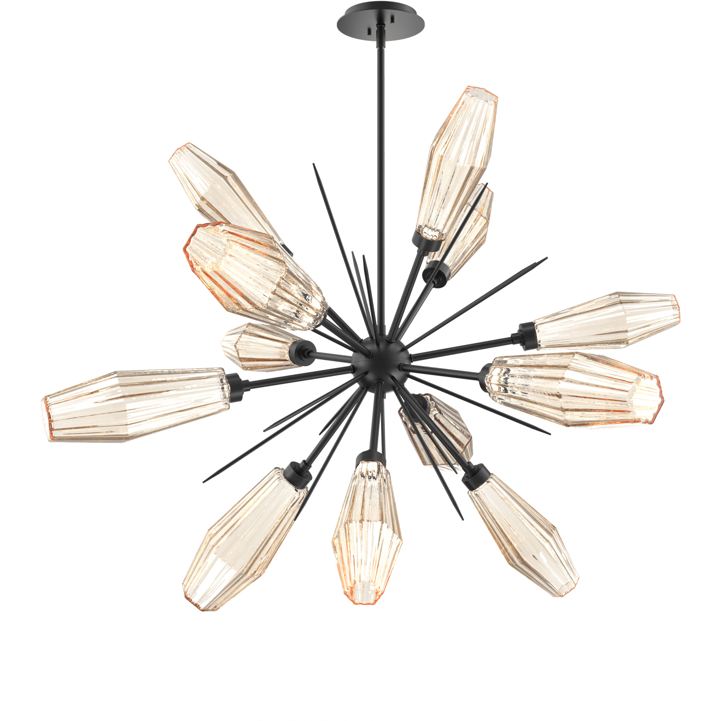 Aalto LED 37.7 inch Matte Black Chandelier Ceiling Light in Optic Rib ...