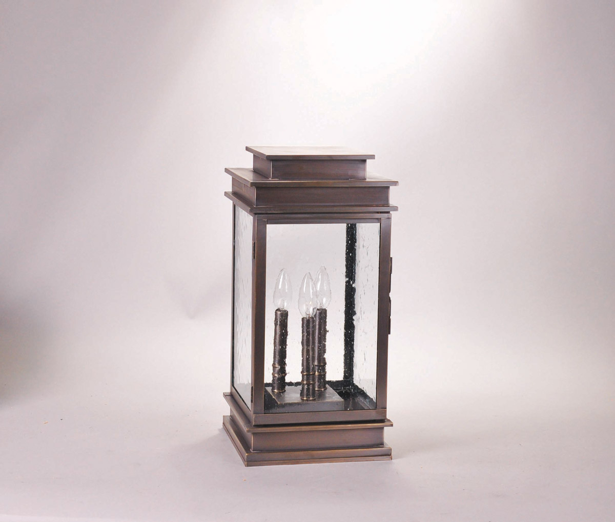 Empire 3 Light 18.5 inch Antique Brass Pier Lamp in Dark Antique Brass, Clear Seedy Glass