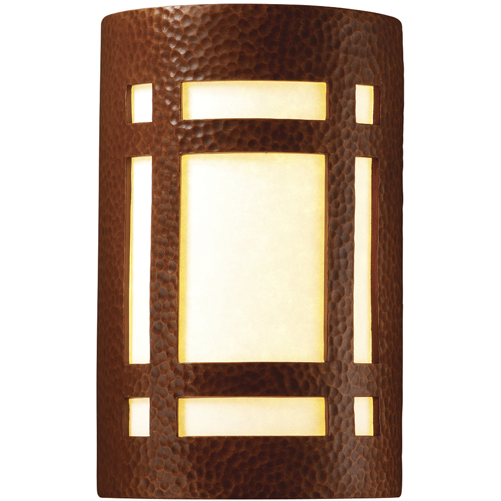 Ambiance Cylinder LED 5.75 inch Hammered Iron ADA Wall Sconce Wall Light, Small