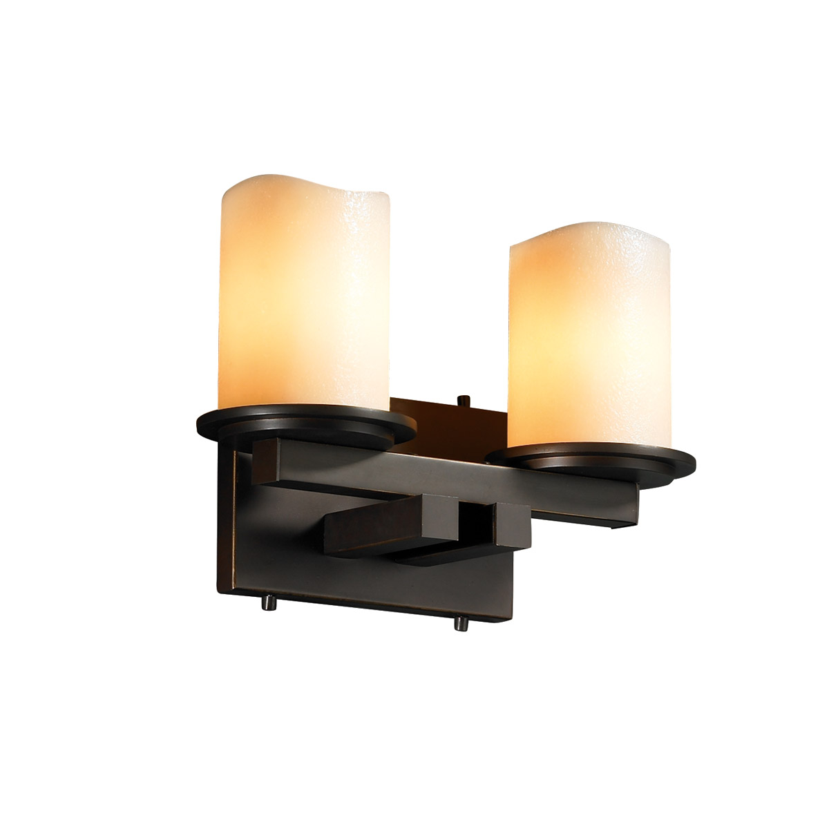 CandleAria 2 Light 13 inch Brushed Nickel Bath Vanity Light Wall Light in 1400 Lm LED, Cream (CandleAria), Cylinder with Melted Rim