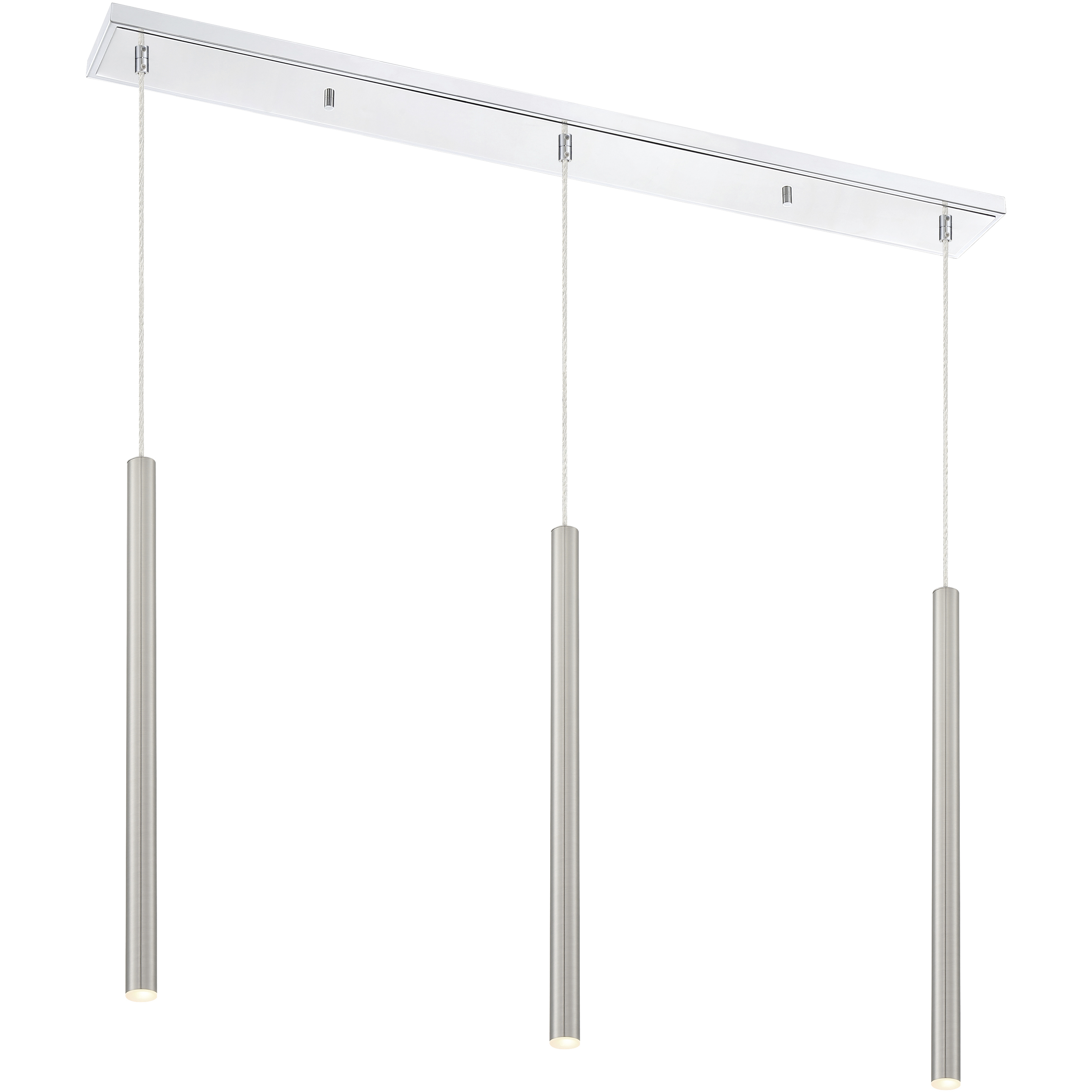 Forest LED 46 inch Chrome Linear Chandelier Ceiling Light in Brushed Nickel Steel, 3, 20