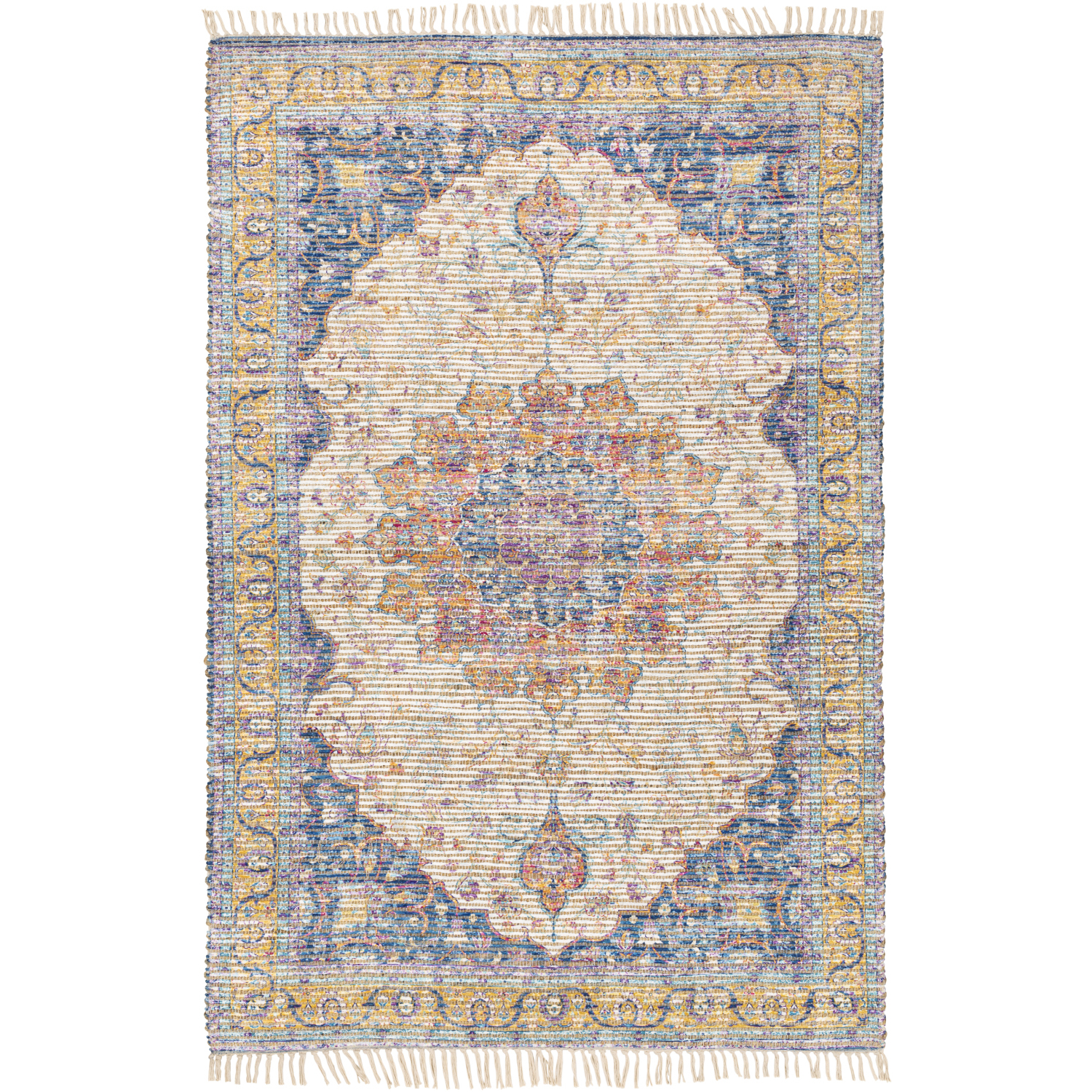Coventry 120 X 96 inch Tan/Orange/Purple/Light Blue/White Handmade Rug in 8 x 10