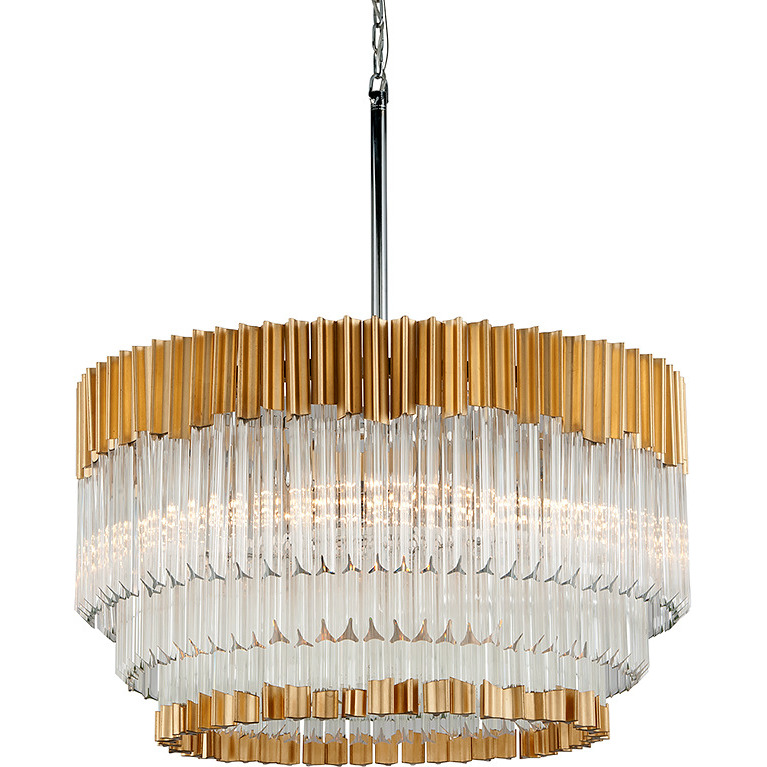 Charisma 8 Light 26 inch Gold Leaf/Stainless Steel Chandelier Ceiling Light