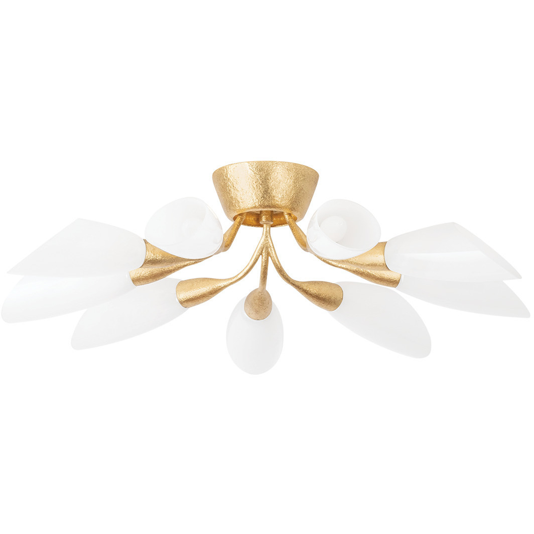 Enfield 9 Light 30.75 inch Vintage Gold Leaf Semi Flush Ceiling Light